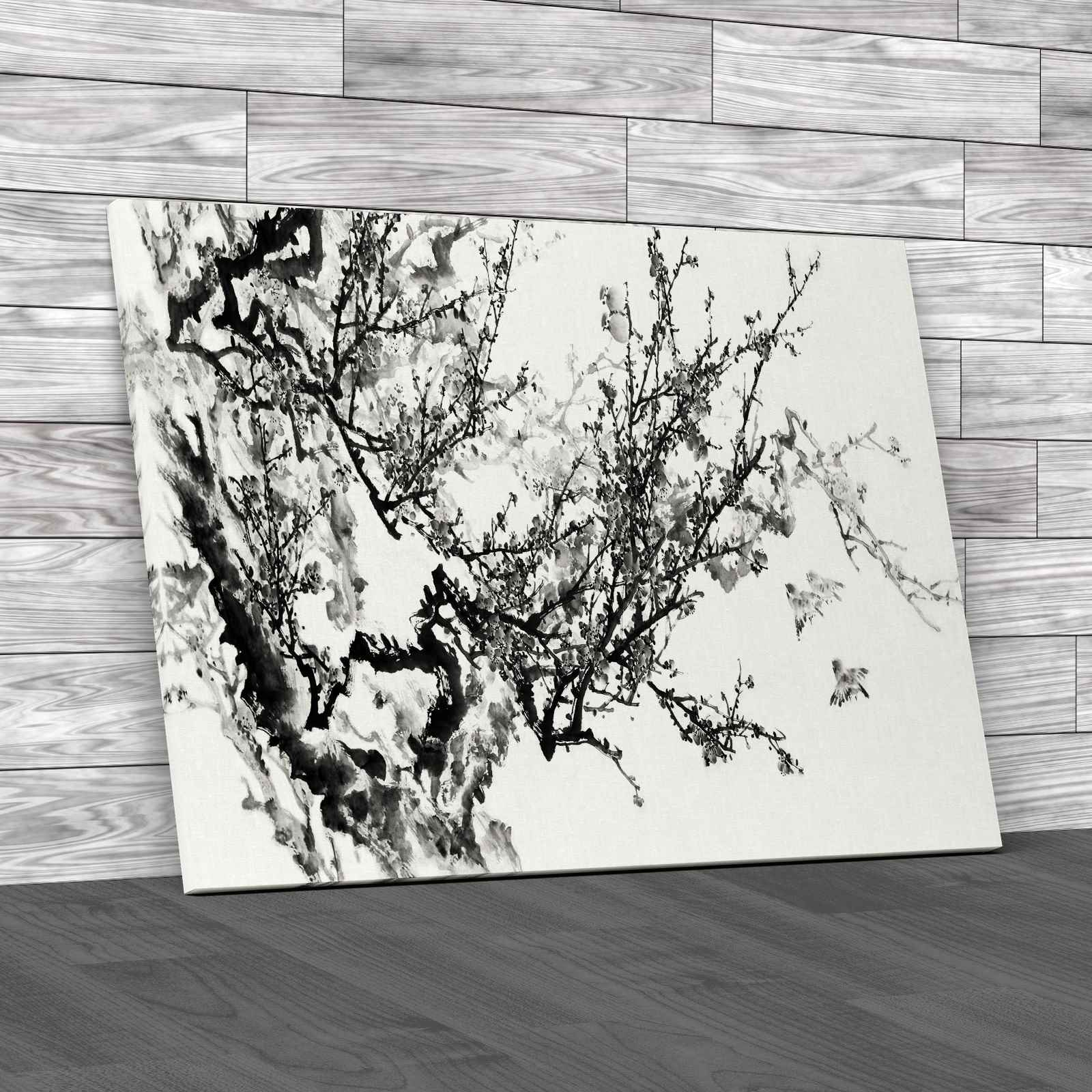 Chinese Trees and Birds Canvas Print Large Picture Wall Art - Picture 3 of 12