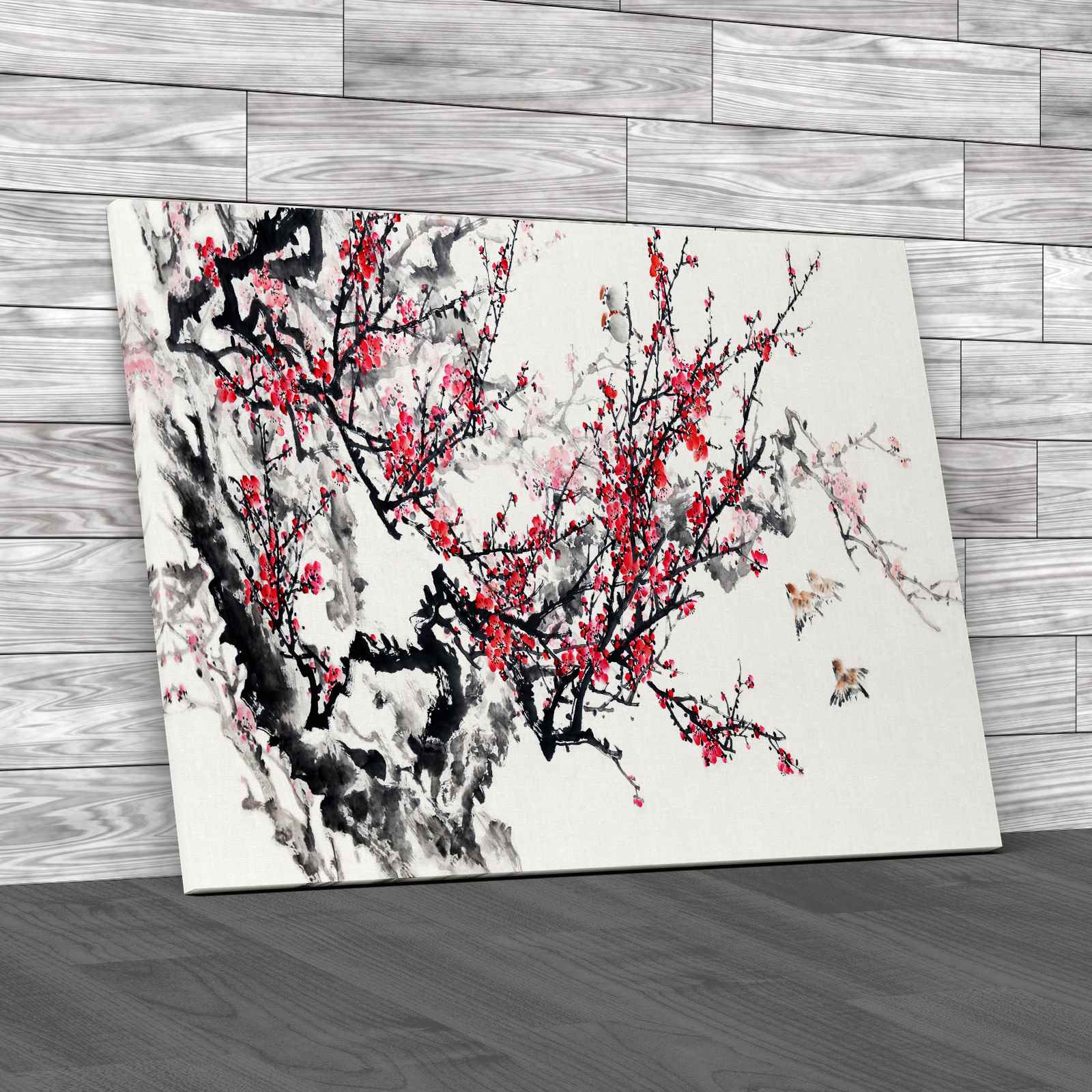 Chinese Trees and Birds Canvas Print Large Picture Wall Art - Picture 2 of 12