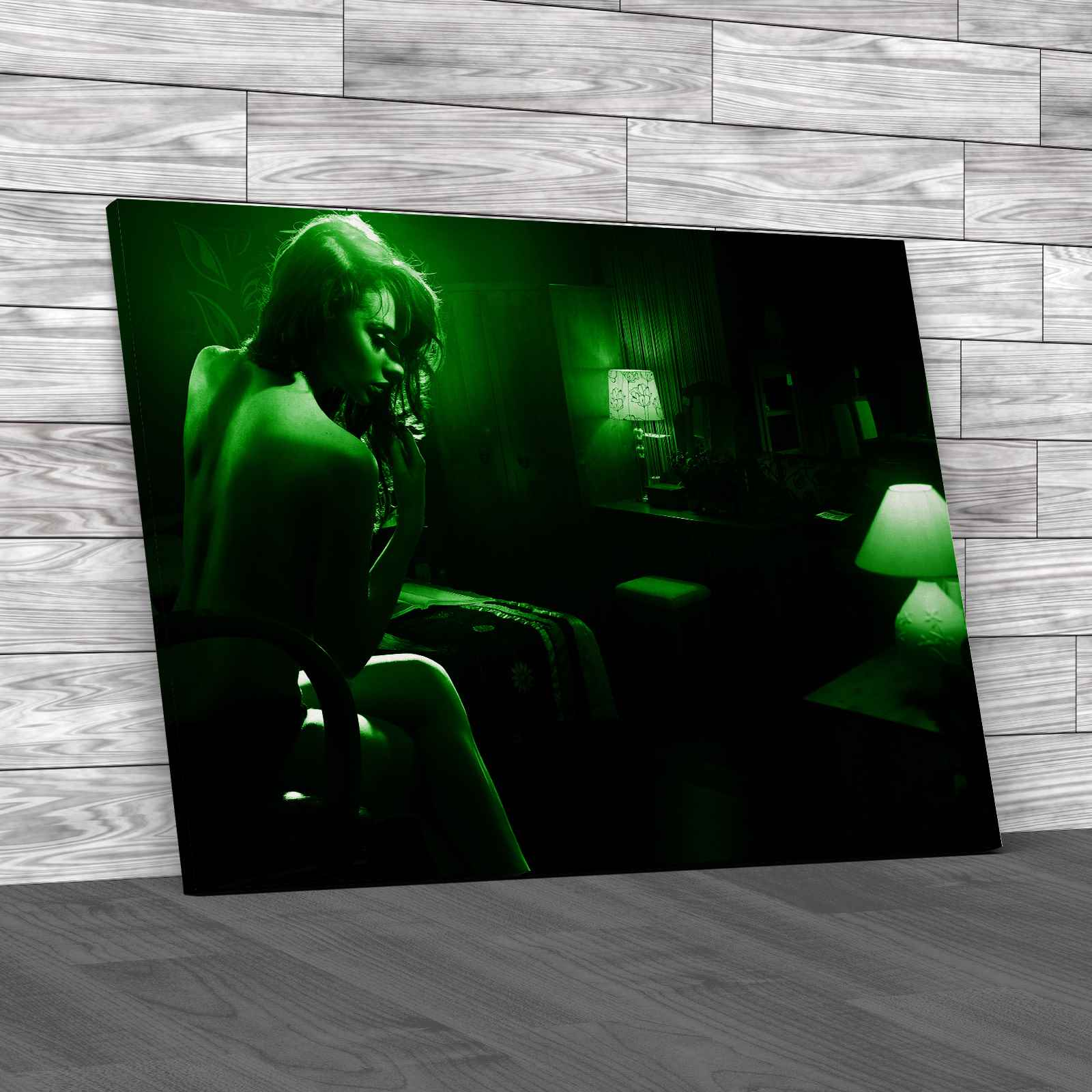 Sexy Lady in Dark Room Canvas Print Large Picture Wall Art - Picture 7 of 12