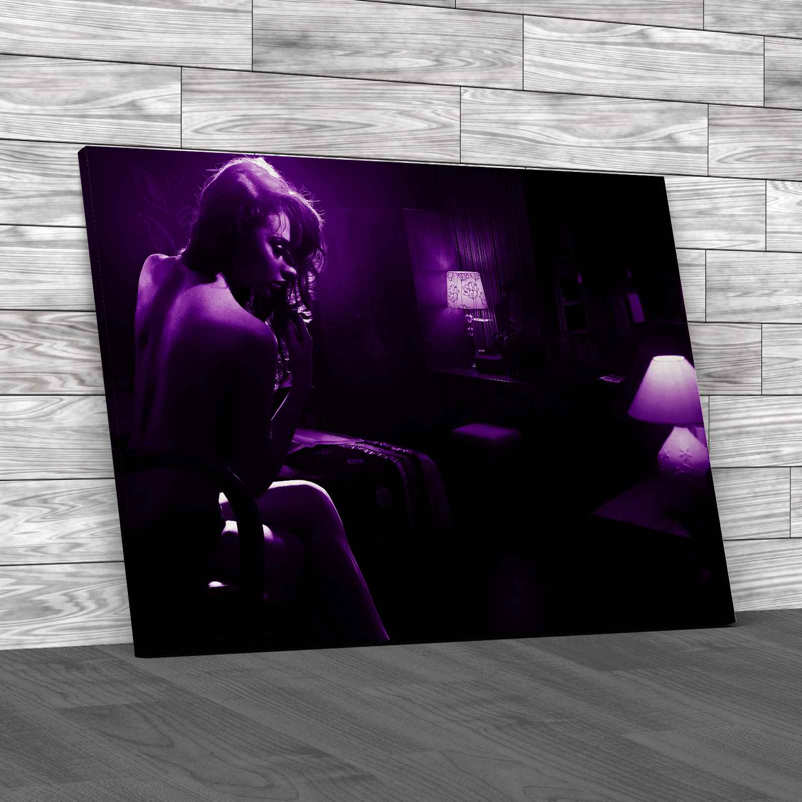 Sexy Lady in Dark Room Canvas Print Large Picture Wall Art - Picture 8 of 12