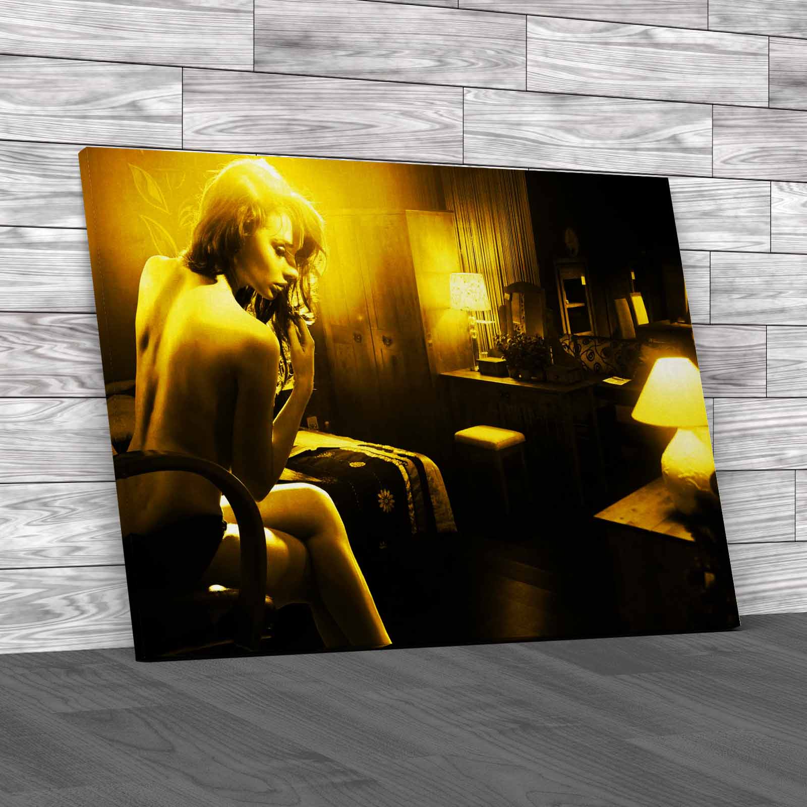 Sexy Lady in Dark Room Canvas Print Large Picture Wall Art - Picture 10 of 12