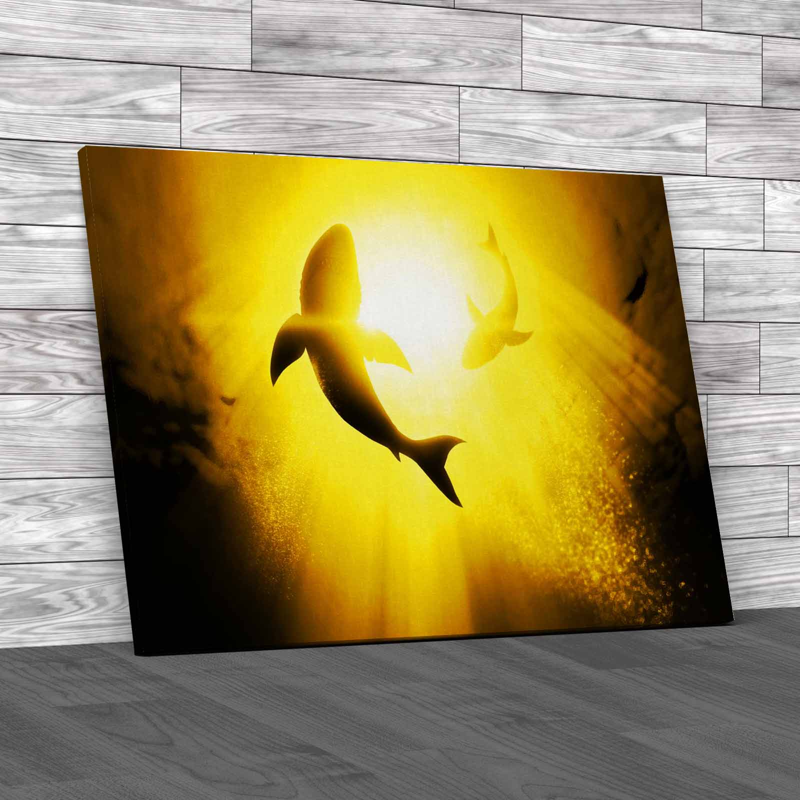Great White Sharks Circling Canvas Print Large Picture Wall Art - Picture 10 of 12