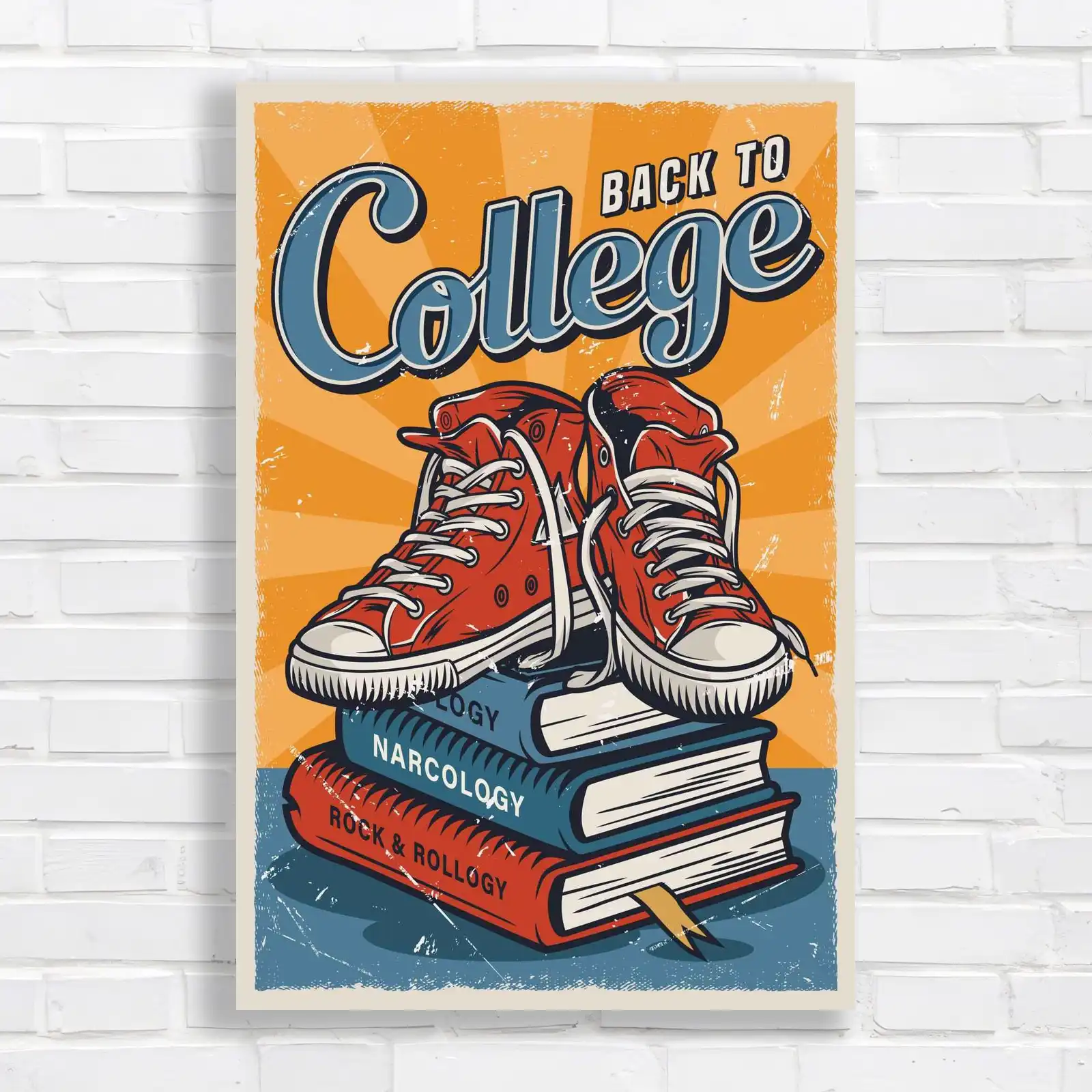 Back to College Retro Canvas Print Large Picture Wall Art