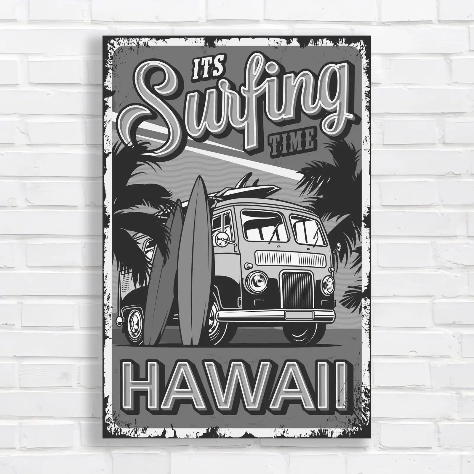 Vintage Hawaiian Surf Time Canvas Print Large Picture Wall Art
