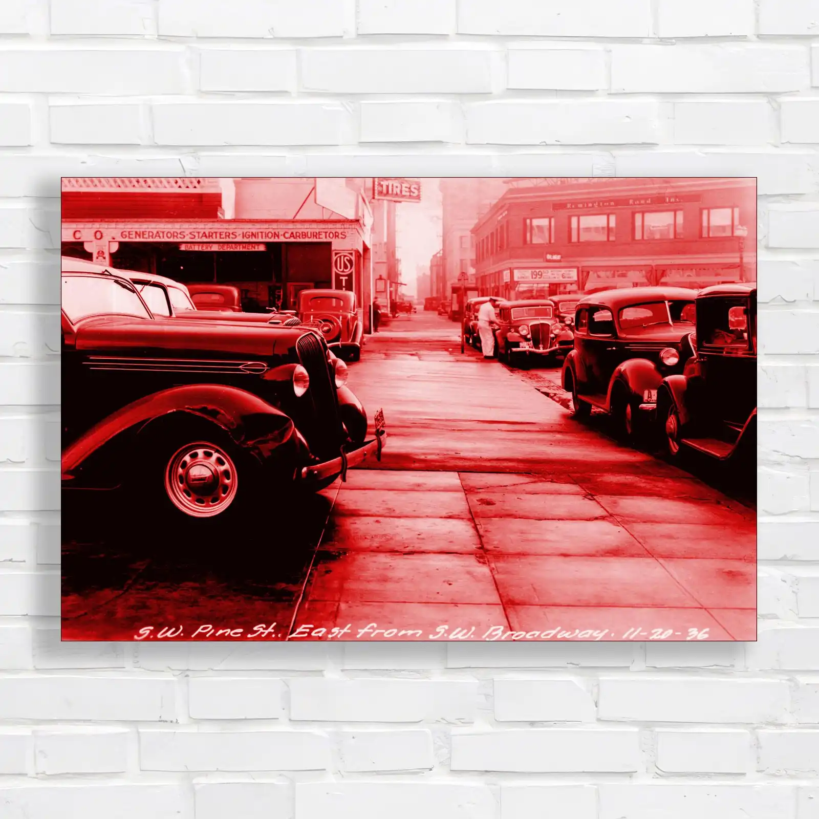 Vintage Automotive Cityscape Canvas Print Large Picture Wall Art