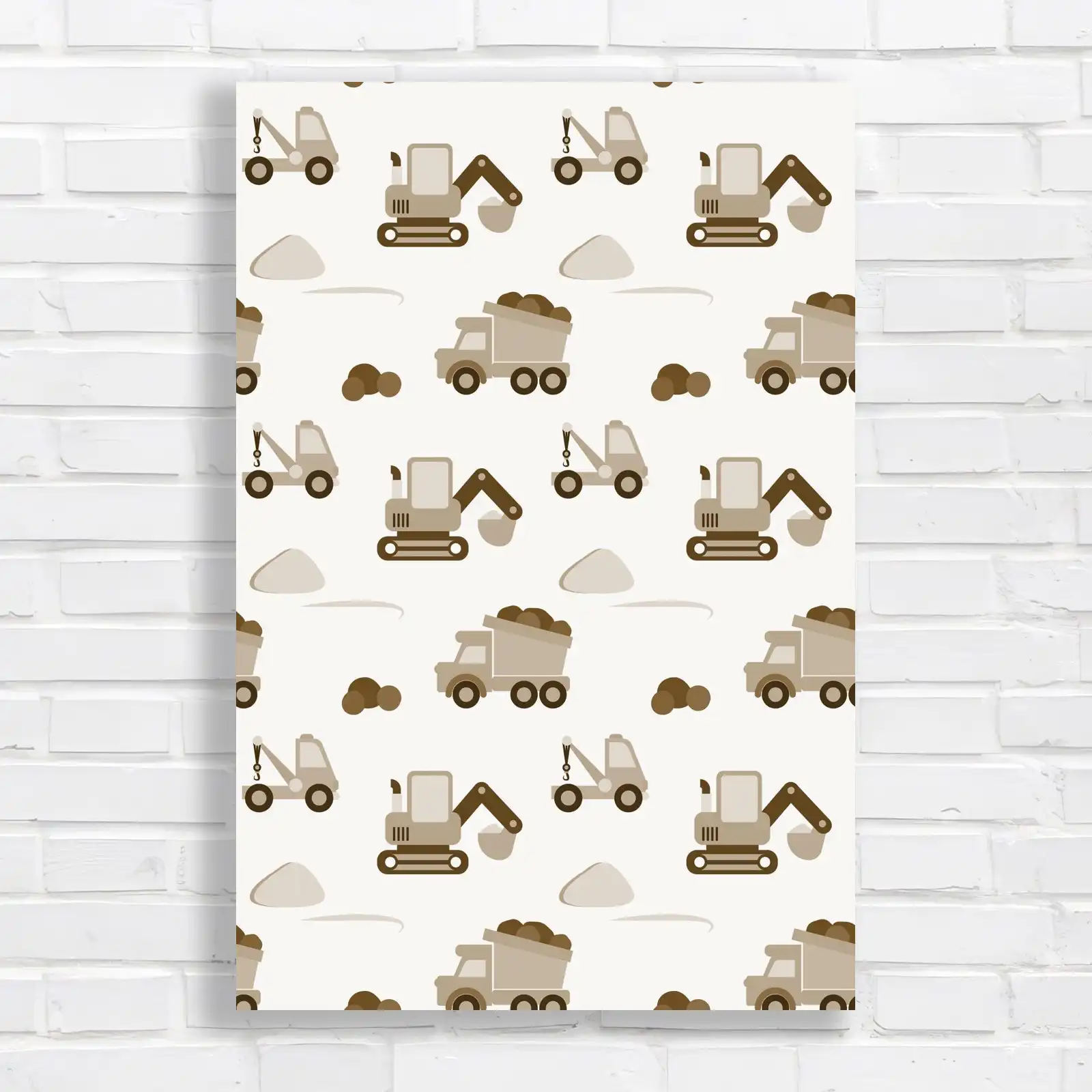 Playful Construction Machines Canvas Print Large Picture Wall Art