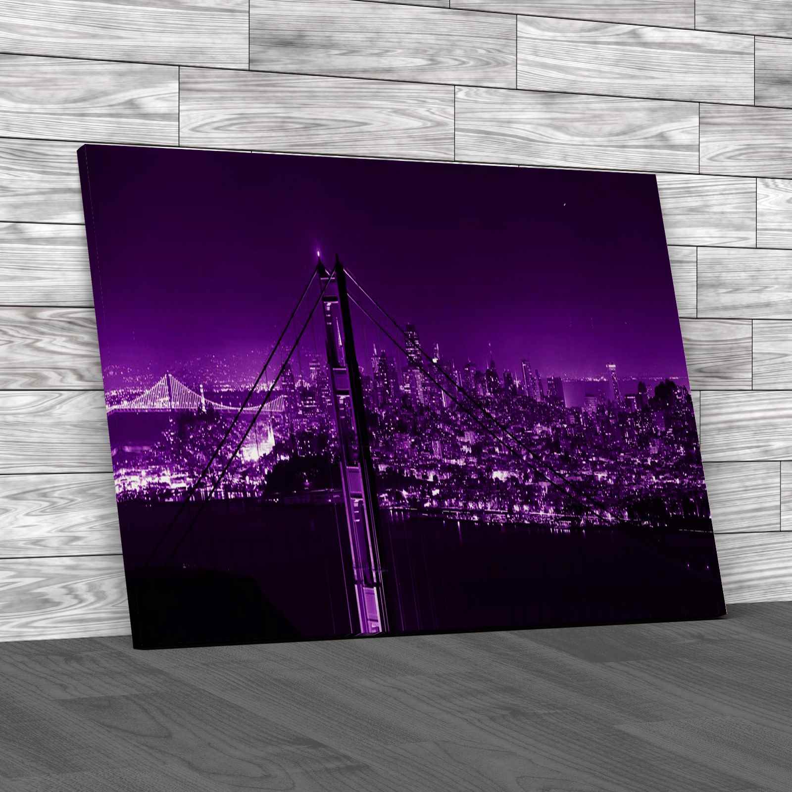 San Francisco Panorama At Night Lr Canvas Print Large Picture Wall Art