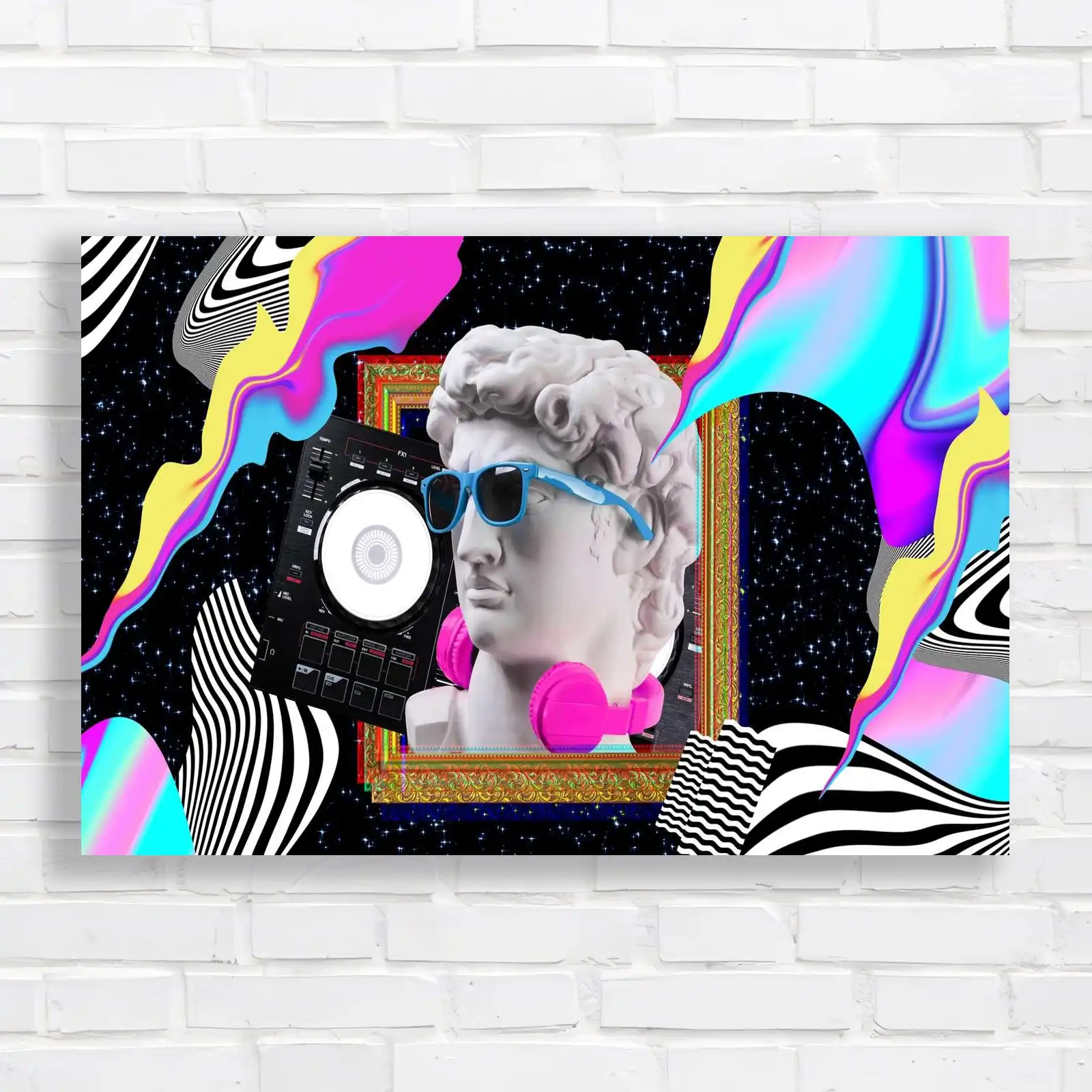 Retro Futuristic with DJ Equipment Canvas Print Large Picture Wall Art - Picture 2 of 12