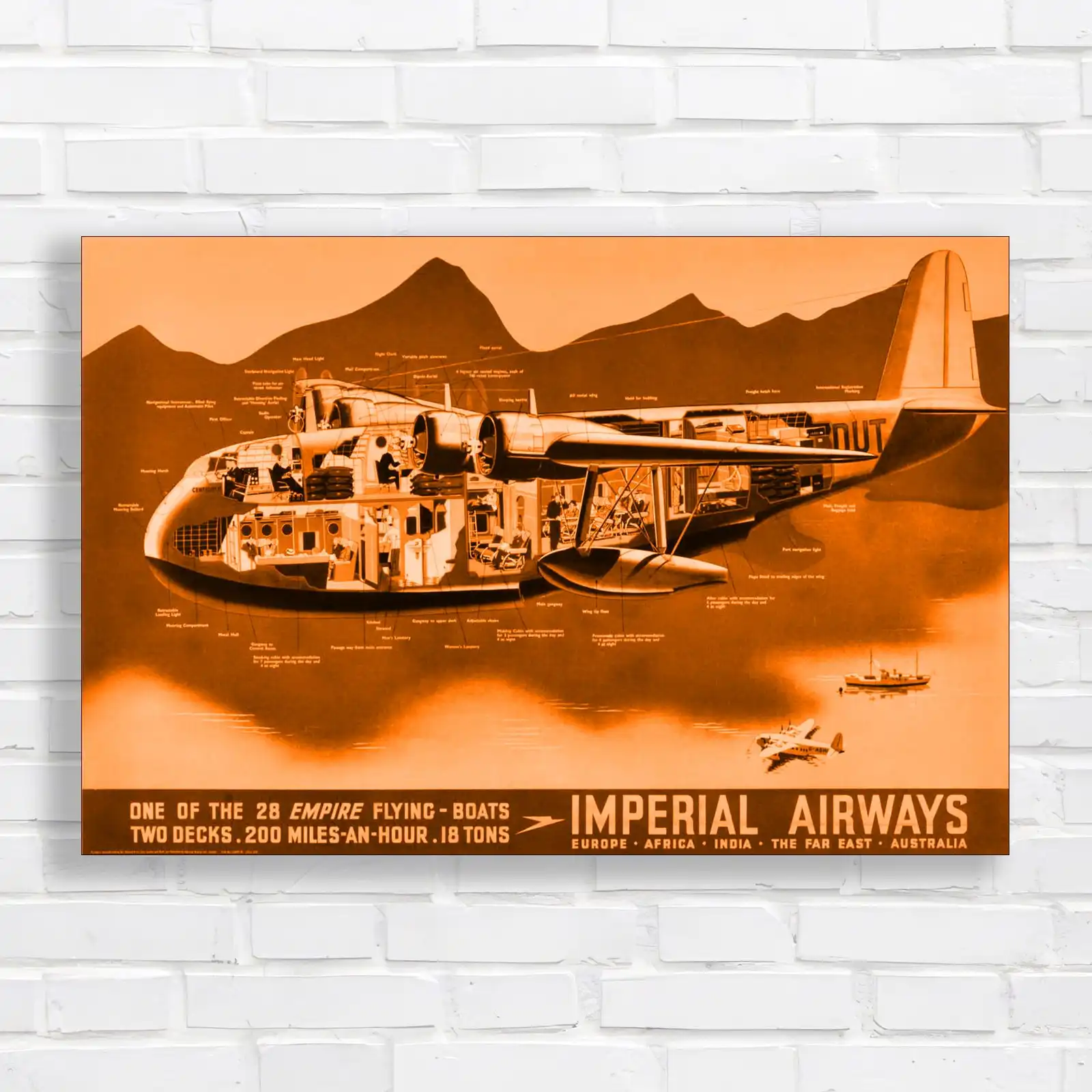 Vintage Airplane Blueprint Canvas Print Large Picture Wall Art