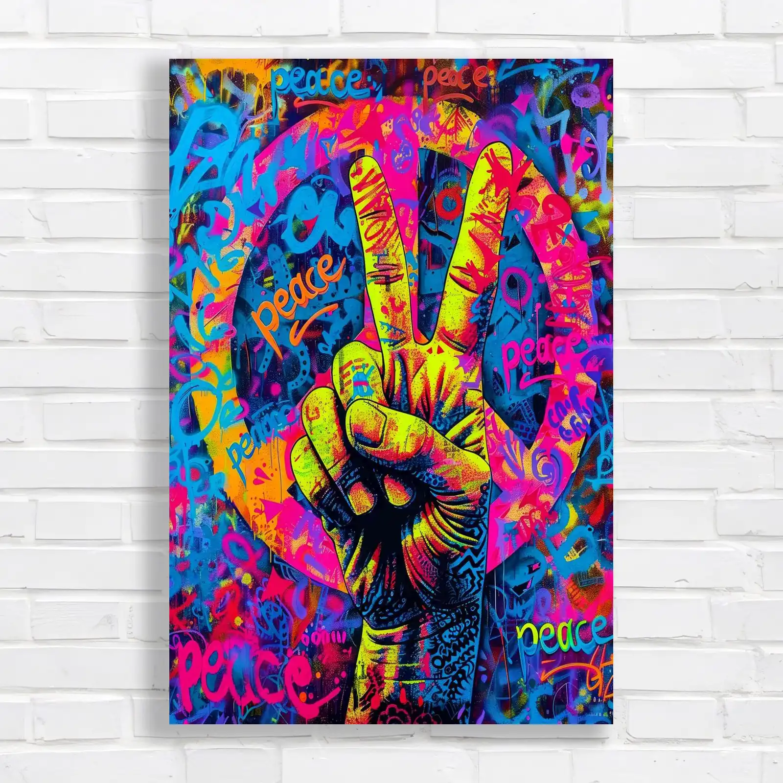 Vibrant Peace Sign Canvas Print Large Picture Wall Art