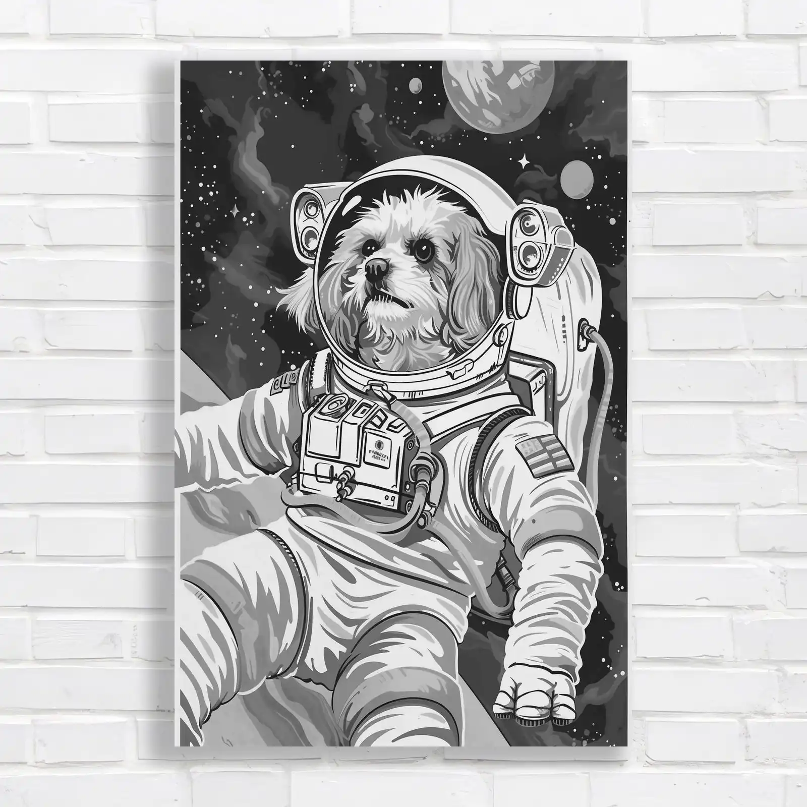 Cosmic Adventurer Pup Space Astronaut Canvas Print Large Picture Wall Art