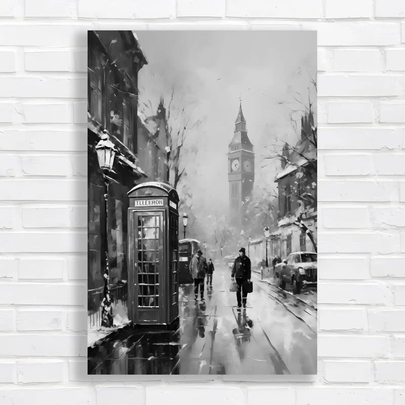 Winter London Street Scene Canvas Print Large Picture Wall Art