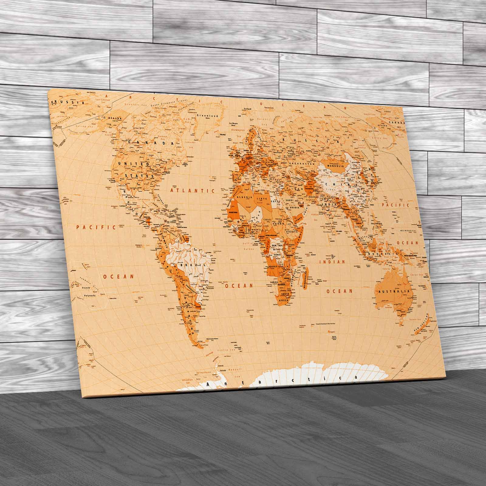 World Map High Detail  Canvas Print Large Picture Wall Art