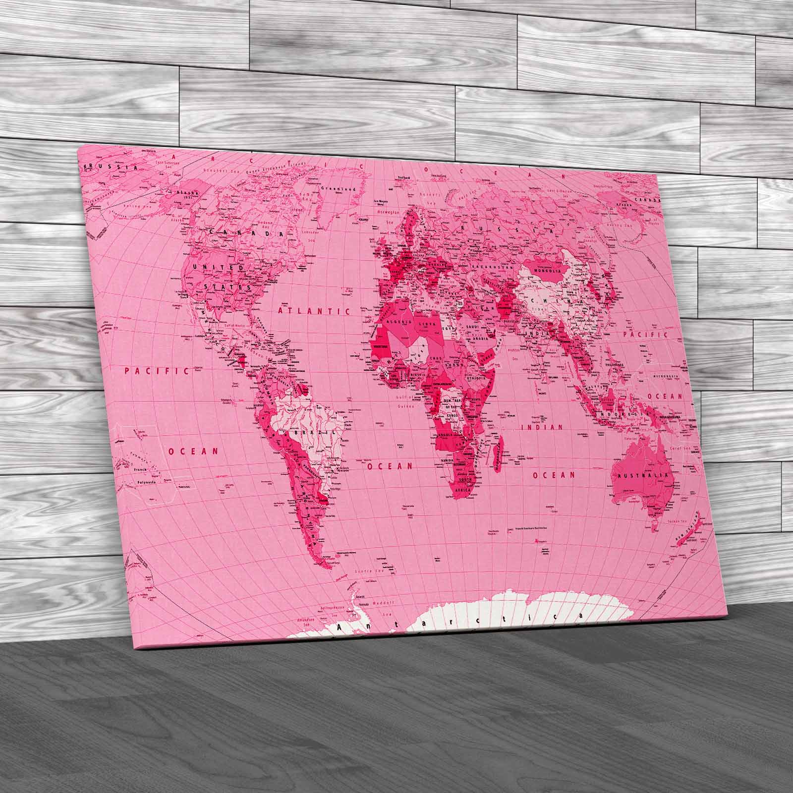 World Map High Detail Canvas Print Large Picture Wall Art - Picture 9 of 12