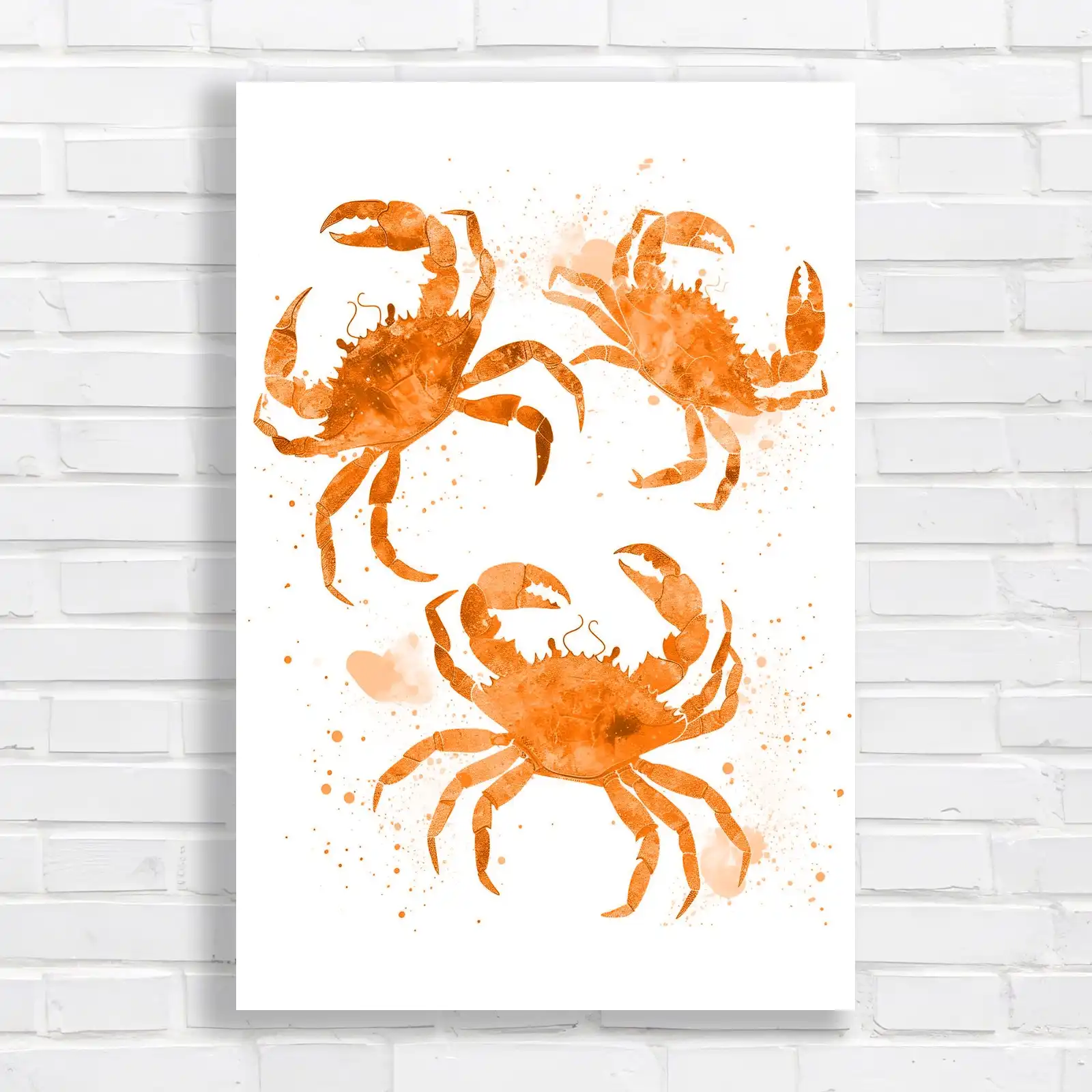 Vibrant Crab Watercolor Canvas Print Large Picture Wall Art