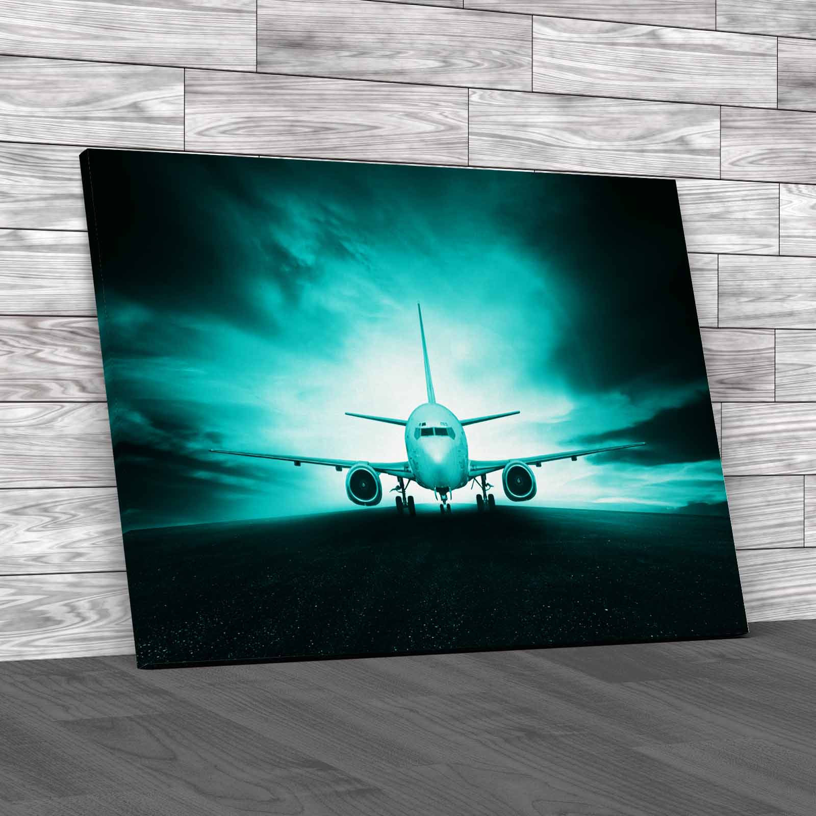 Airplane Preparing To Take Off Canvas Print Large Picture Wall Art