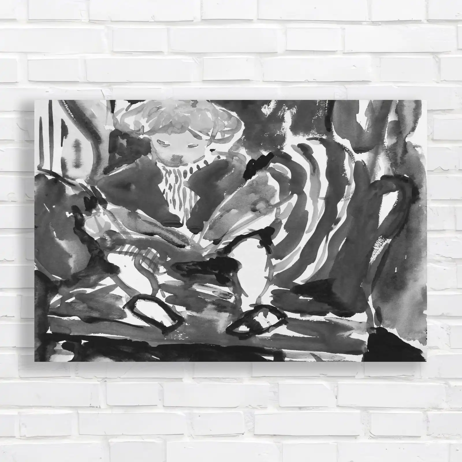 Abstract Expressionist Blue and Yellow Canvas Print Large Picture Wall ...