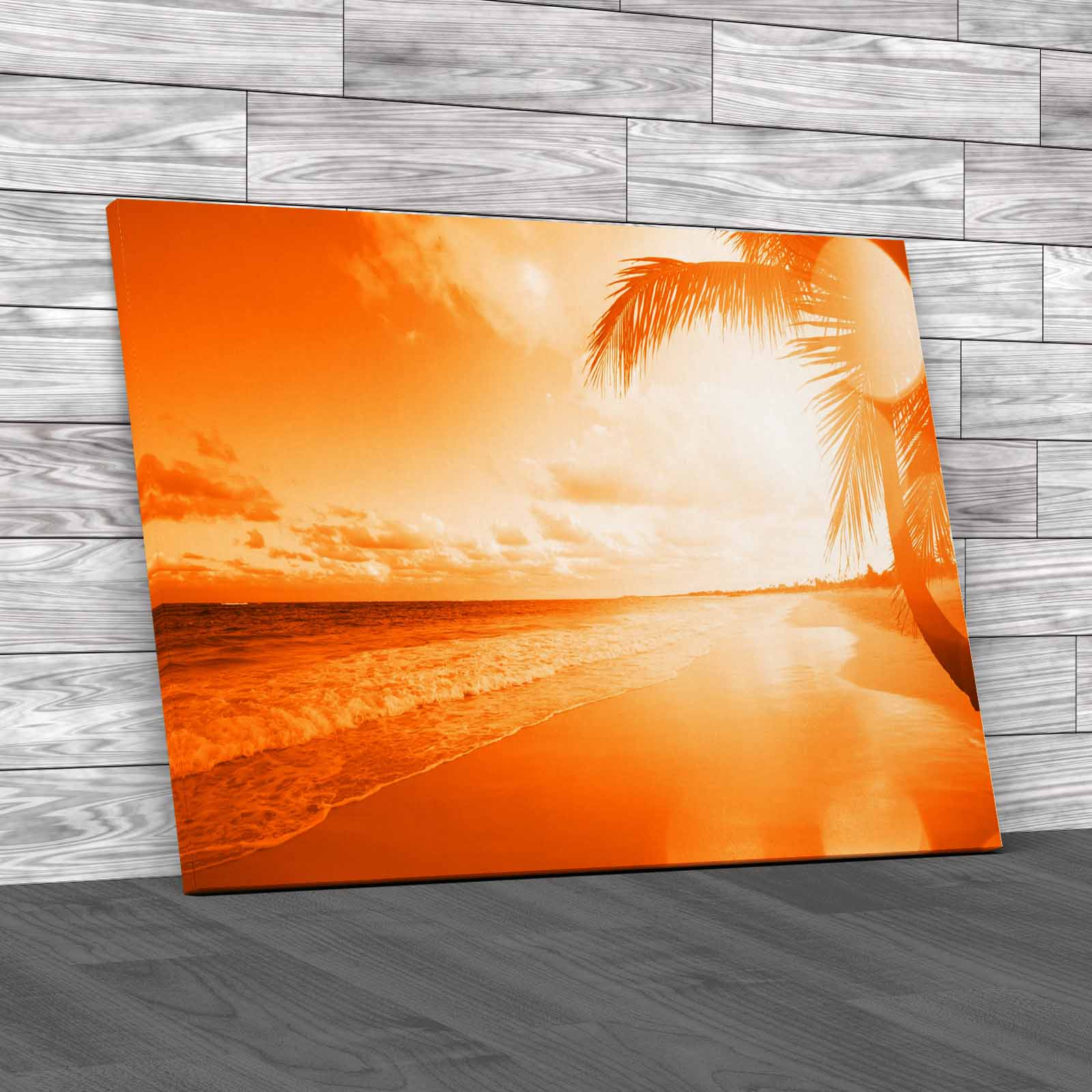 Beautiful Sunrise Palm Tree Beach Canvas Print Large Picture Wall Art