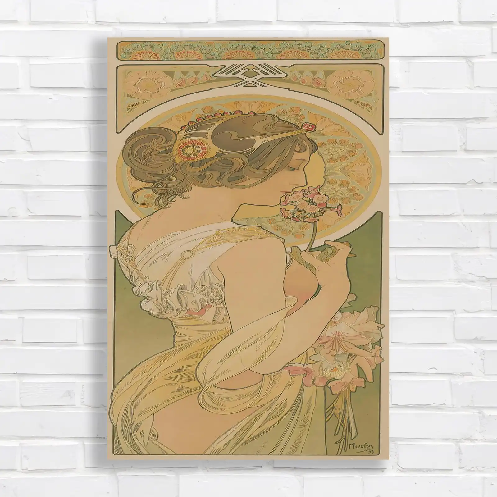 Art Nouveau Floral Beauty Canvas Print Large Picture Wall Art | eBay UK