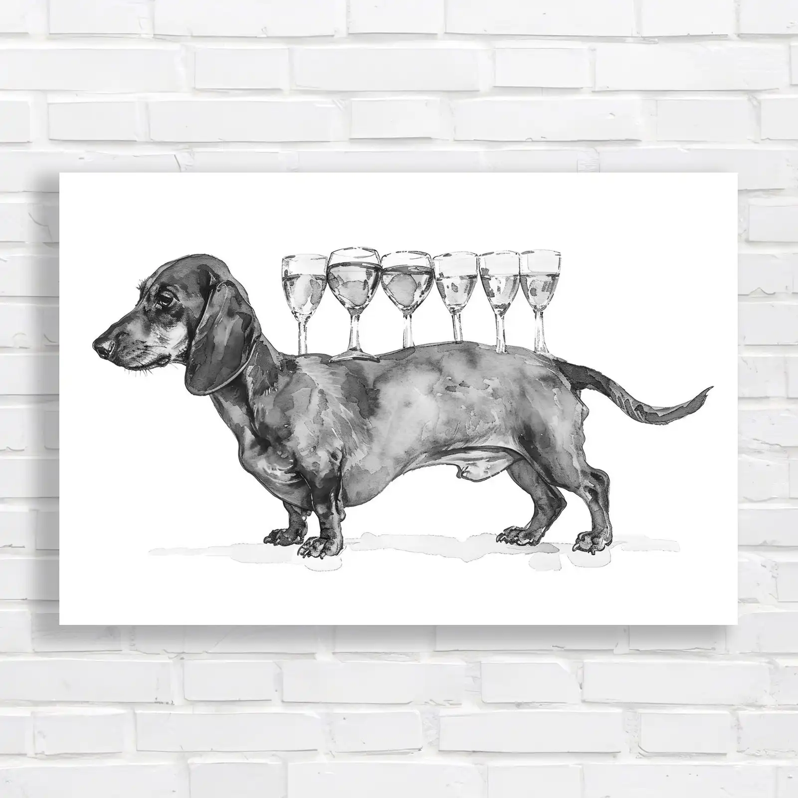 Dachshund Champagne Canvas Print Large Picture Wall Art