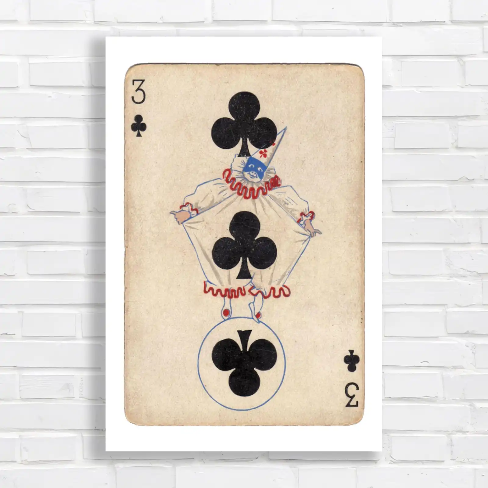 Vintage Club 3 Playing Card Canvas Print Large Picture Wall Art