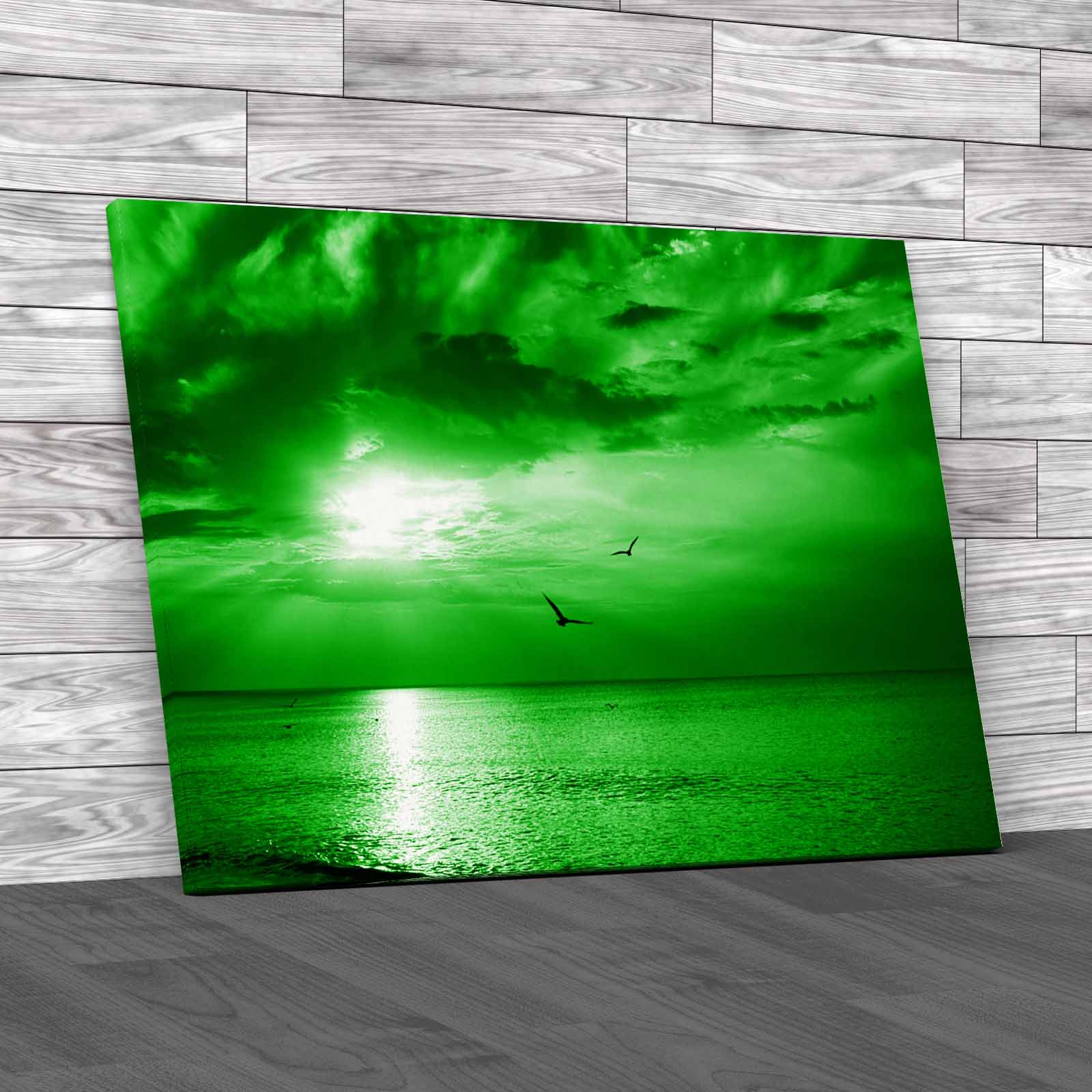 Early Morning Sunrise Over The Sea With Birds Canvas Print Large Picture Wall - Picture 7 of 12