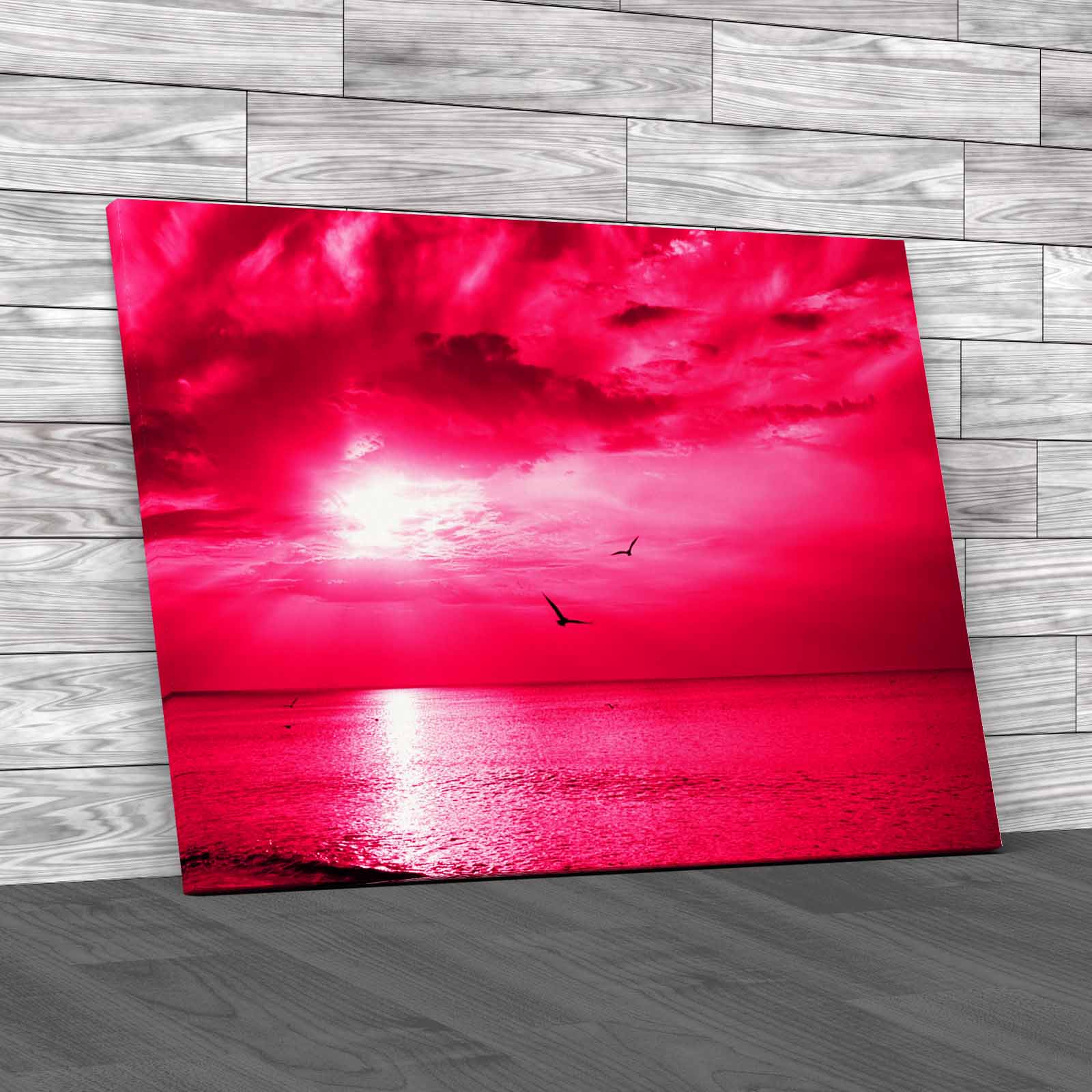 Early Morning Sunrise Over The Sea With Birds Canvas Print Large Picture Wall - Picture 9 of 12