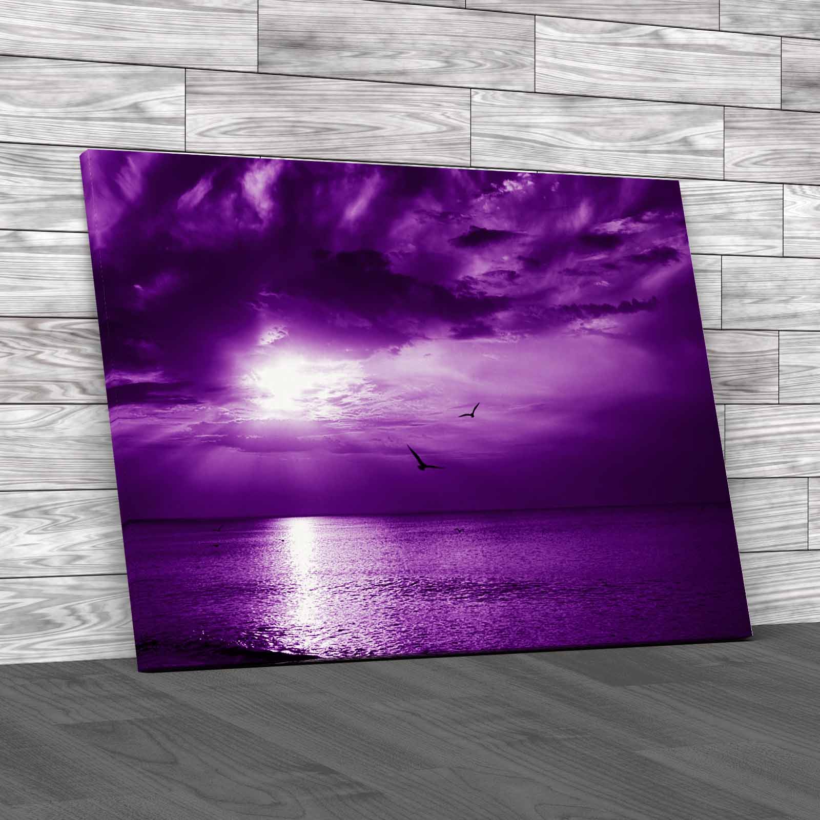 Early Morning Sunrise Over The Sea With Birds Canvas Print Large Picture Wall - Picture 8 of 12