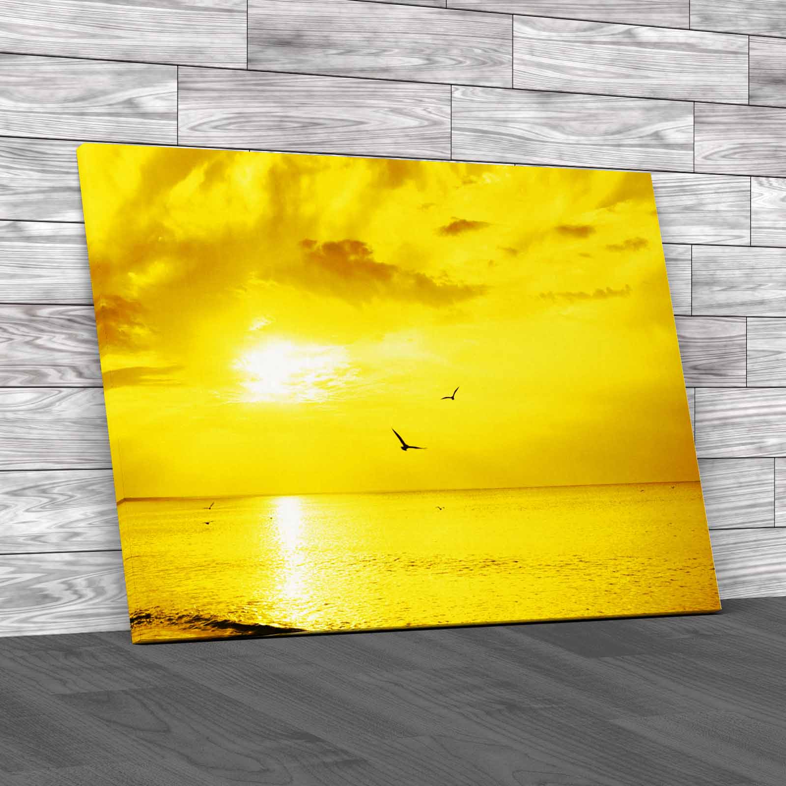 Early Morning Sunrise Over The Sea With Birds Canvas Print Large Picture Wall - Picture 10 of 12