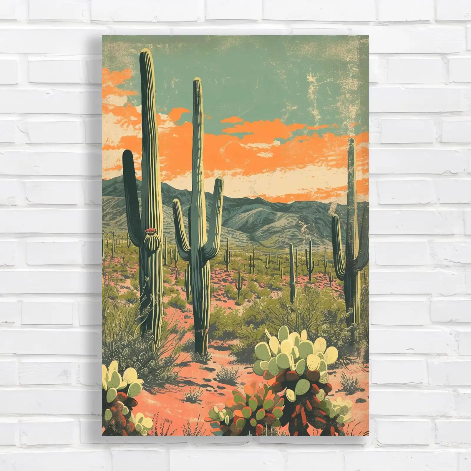 Desert Cactus Landscape Canvas Print Large Picture Wall Art
