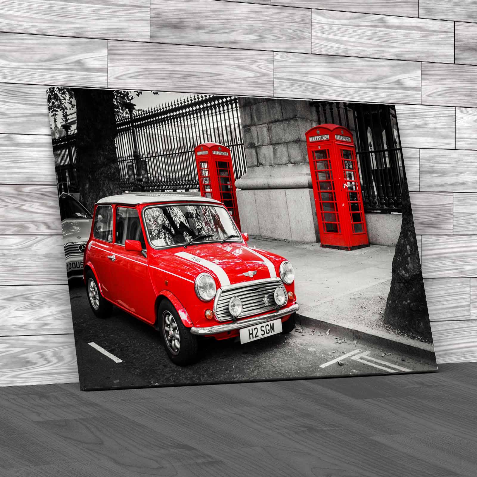 London Classic Mini Phonebox Canvas Print Large Picture Wall Art