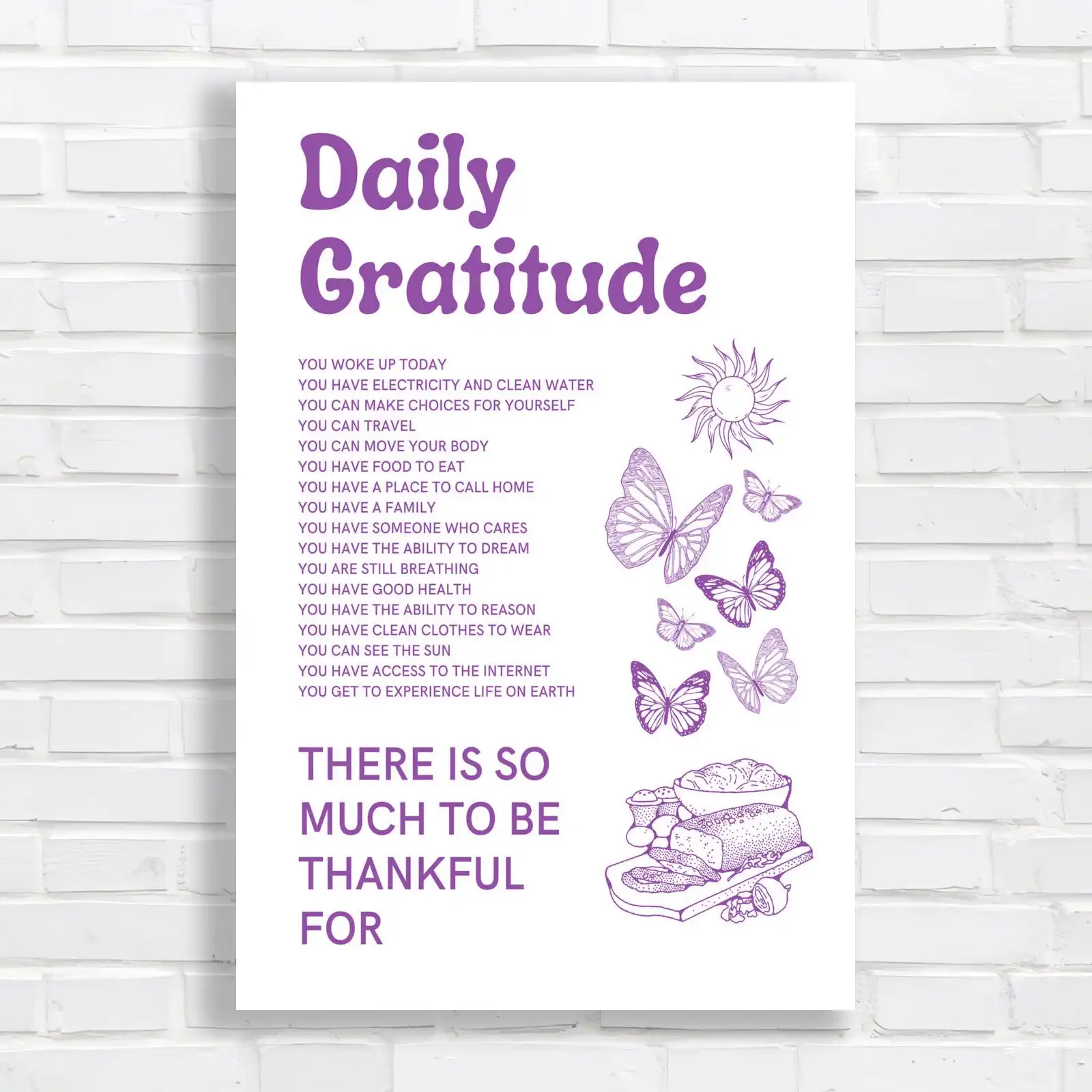 Daily Gratitude Inspirational Canvas Print Large Picture Wall Art