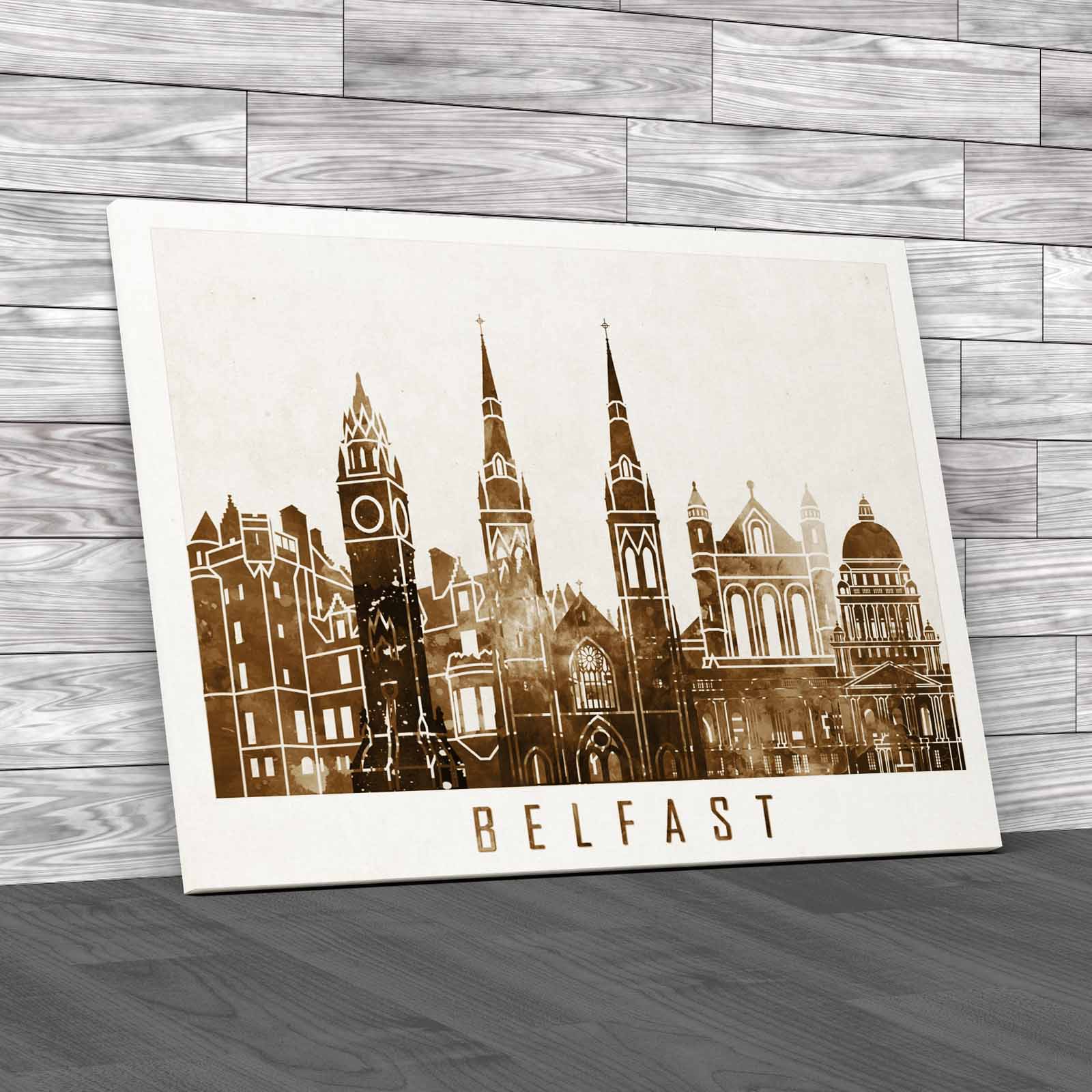 Vivid Belfast Landmarks Watercolor Poster Canvas Print Large Picture Wall Art