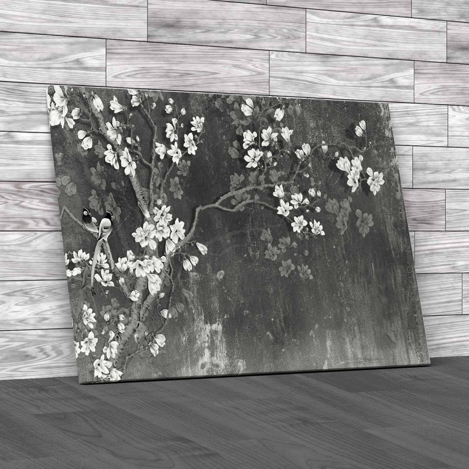 Abstract Blossom Tree With Birds Beautiful Dark Canvas Print Large Picture Wall - Picture 3 of 12