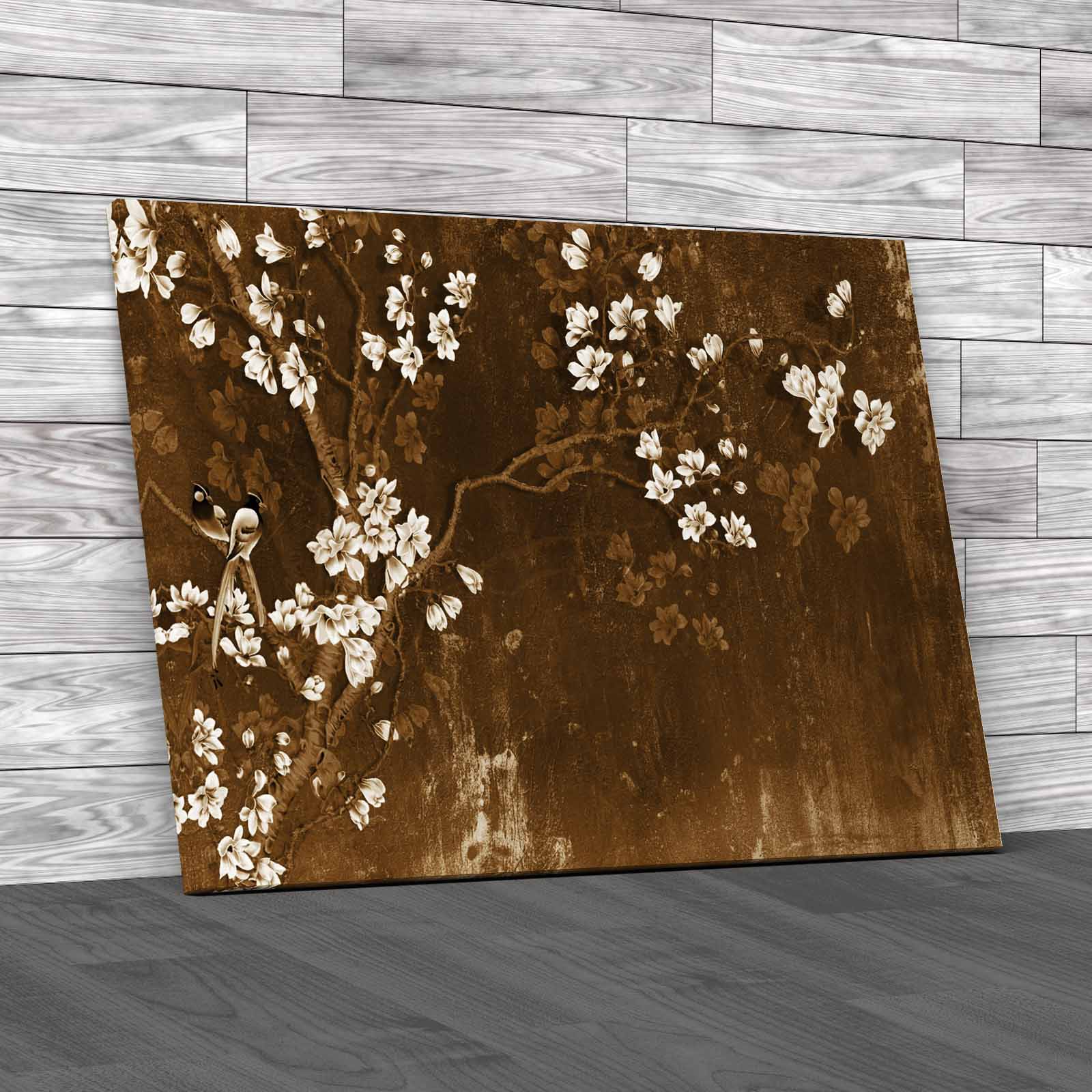 Abstract Blossom Tree With Birds Beautiful Dark Canvas Print Large Picture Wall - Picture 12 of 12