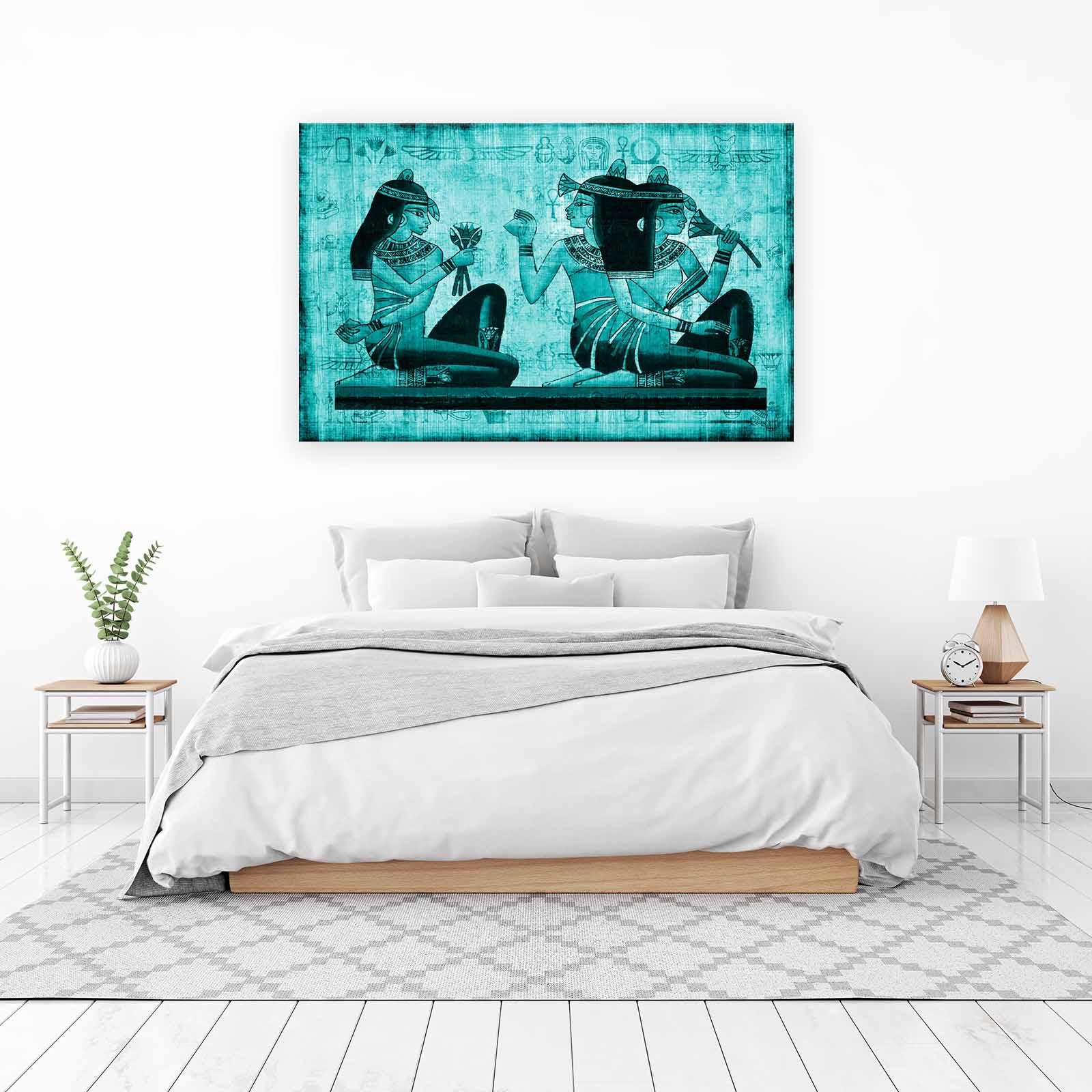 Ancient Egyptian Papyrus Unveiling Secrets Of Old Teal Canvas Print 