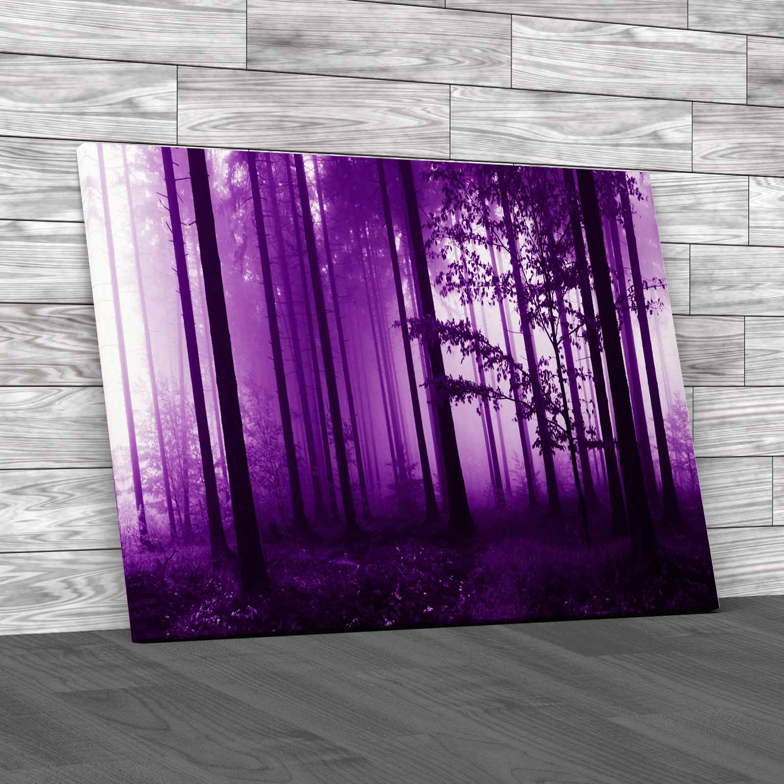 Misty Autumn Forest Beautiful Landscape Of Trees Canvas Print Large Picture