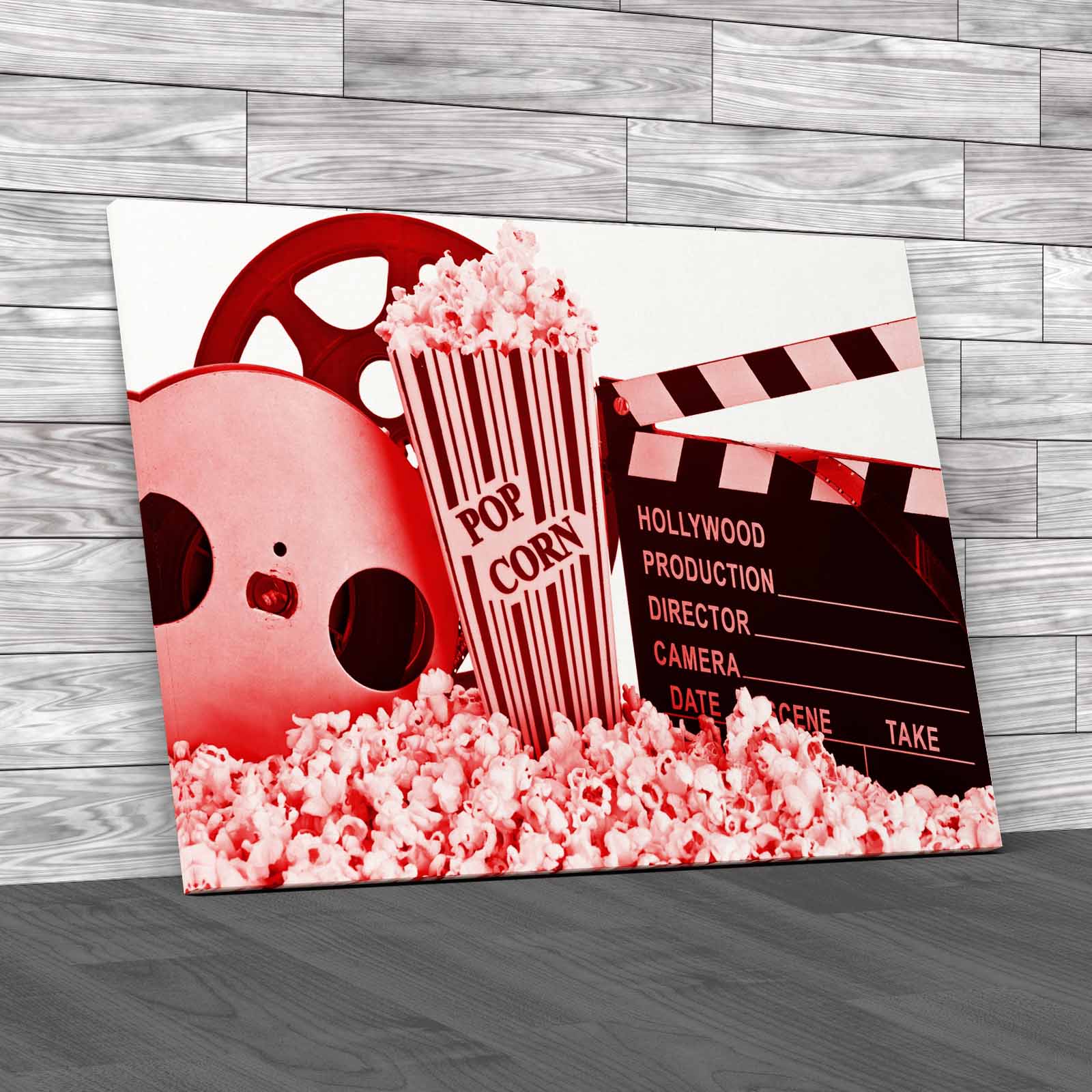 Movie Clapper Board Film Reel Popcorn Cinema Canvas Print Large Picture Wall  Art