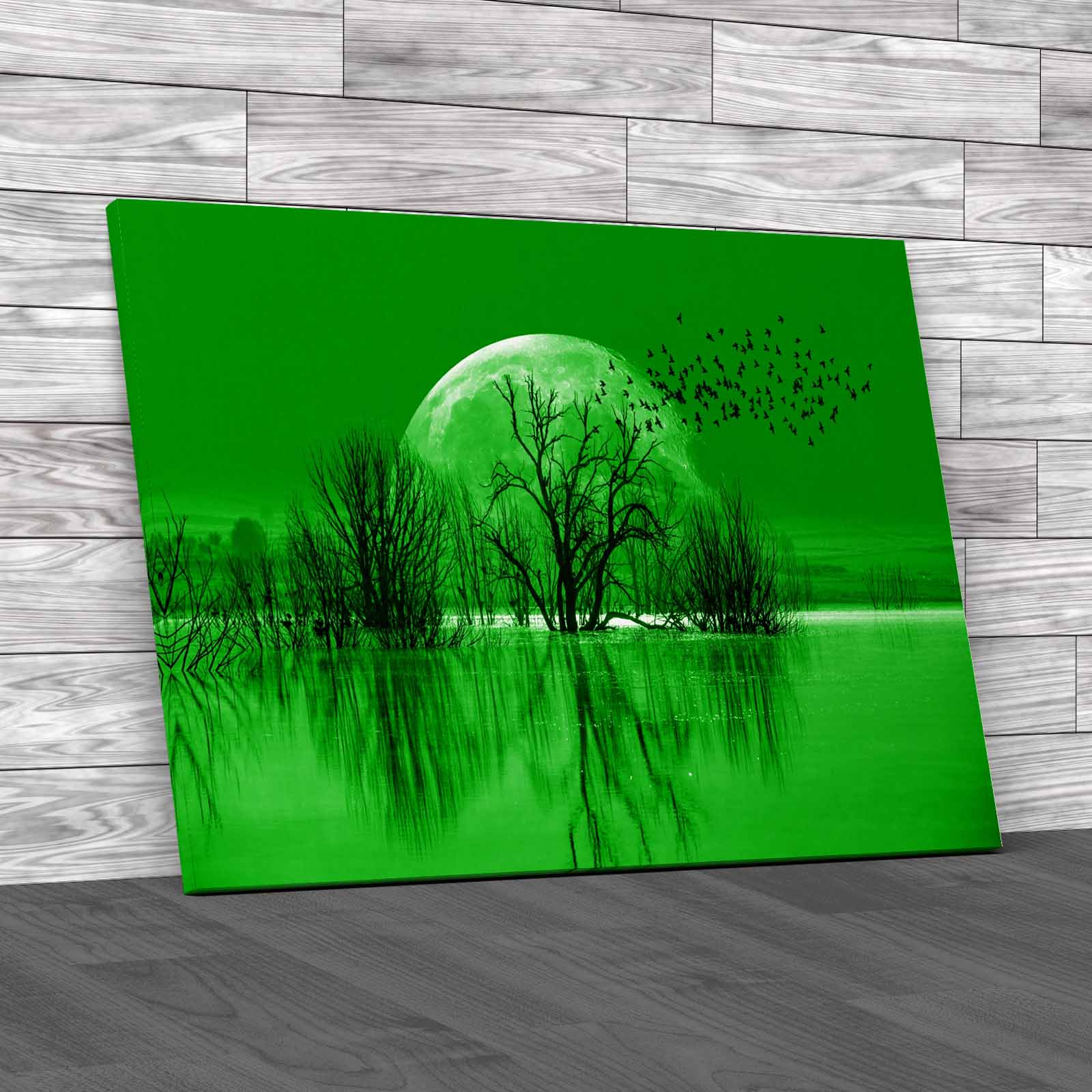 Silhouette Birds Full Moon Lone Dead Tree Nasa Canvas Print Large Picture Wall - Picture 7 of 12
