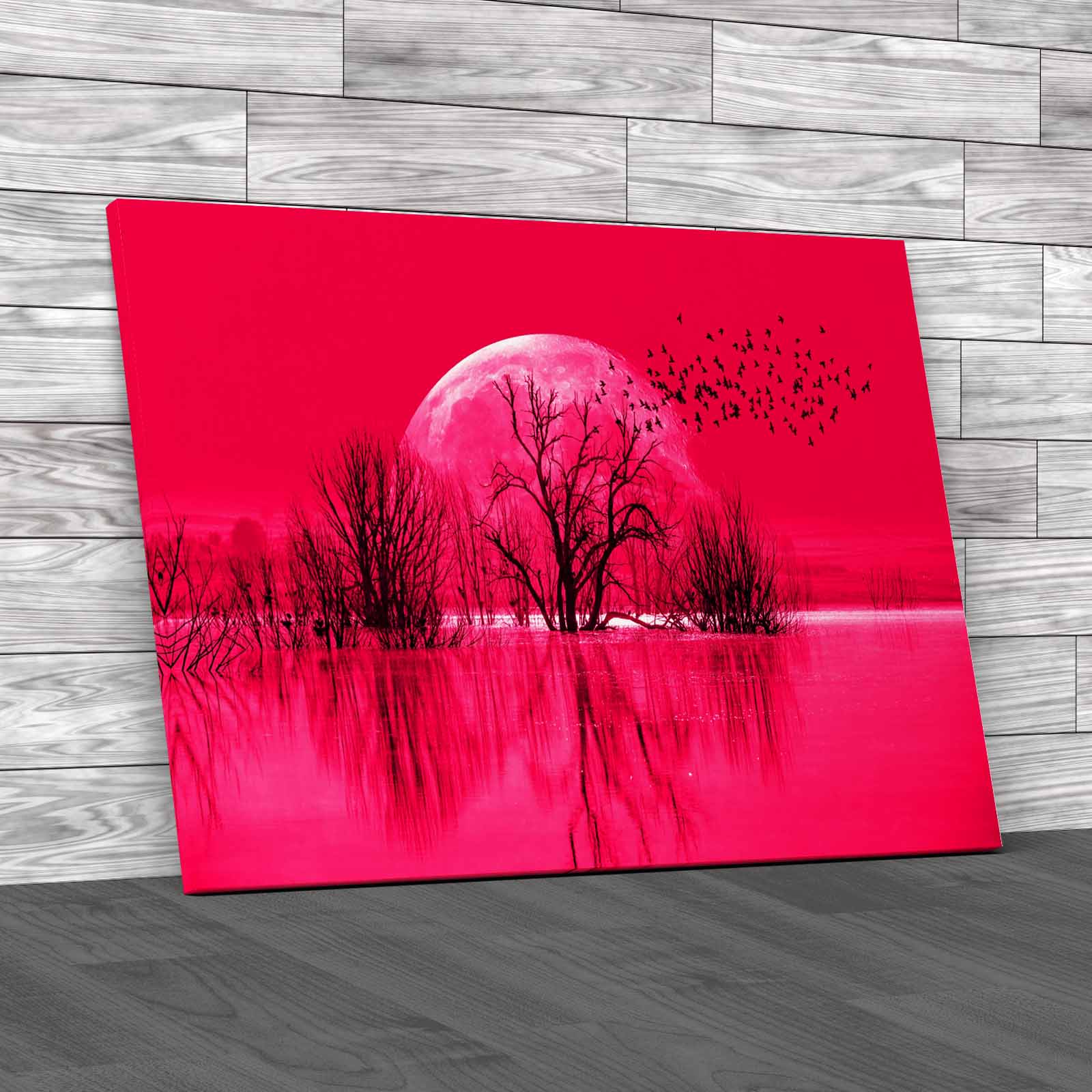 Silhouette Birds Full Moon Lone Dead Tree Nasa Canvas Print Large Picture Wall - Picture 9 of 12