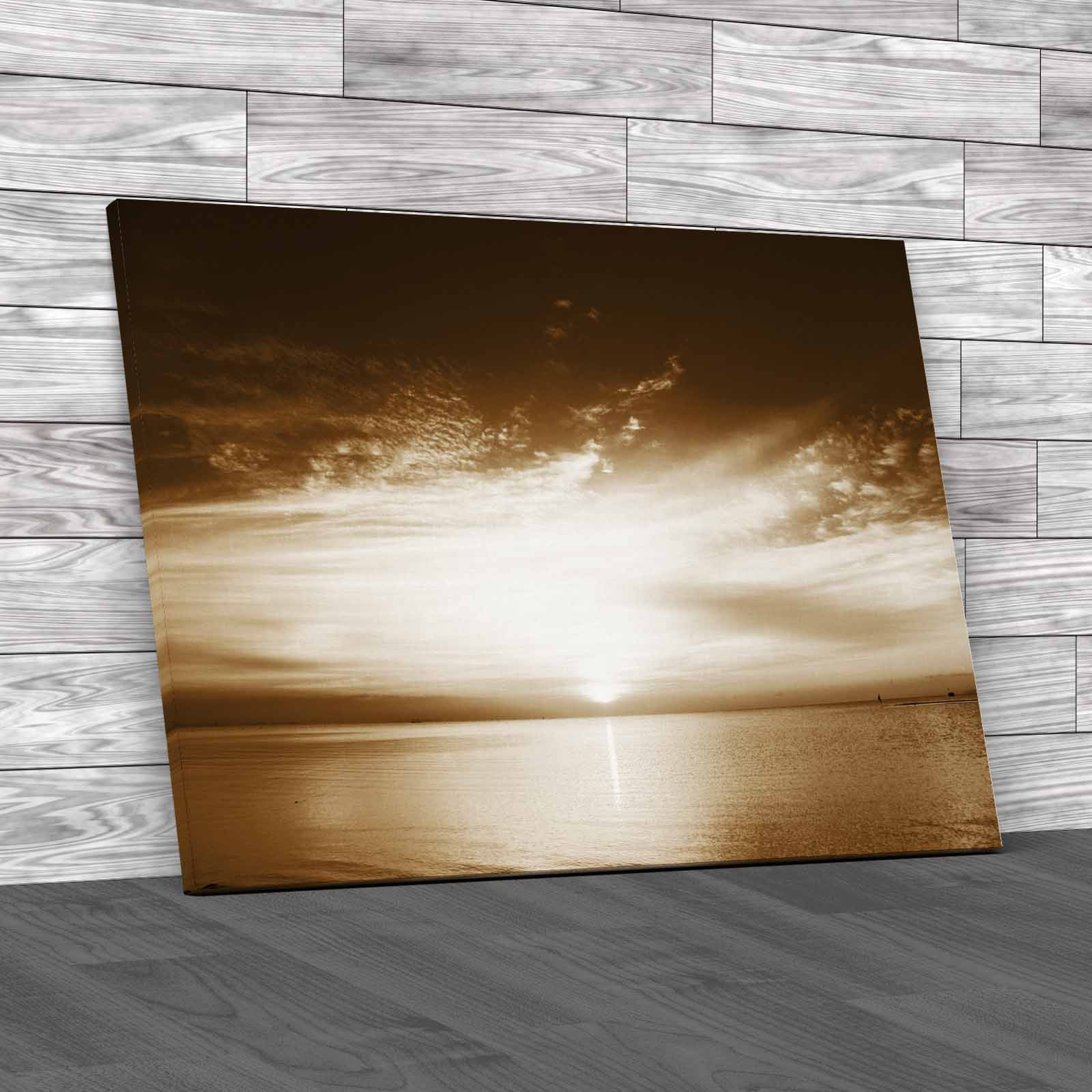 Epic Sunset Seascape Captivating Burning Sky Canvas Print Large Picture Wall Art