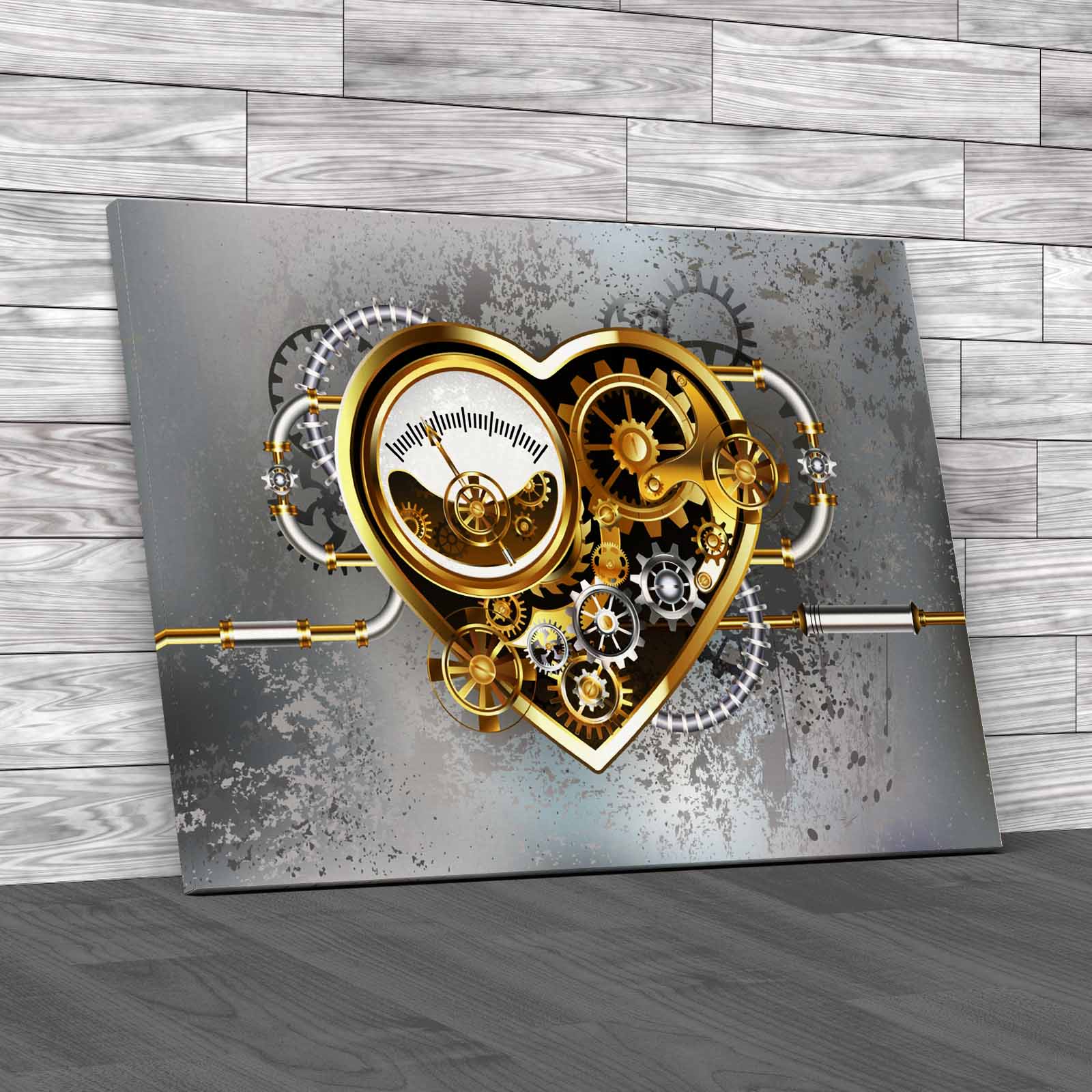 Mechanical Steampunk He With Manometer Gears Canvas Print Large Picture Wall Art - Picture 2 of 12