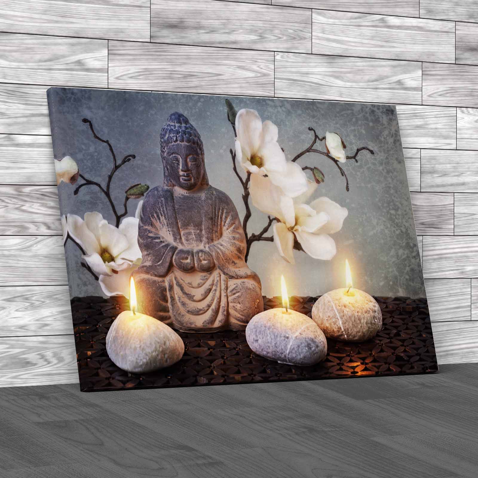 Buddha Zen Meditating With Ethnic Candles Canvas Print Large Picture ...