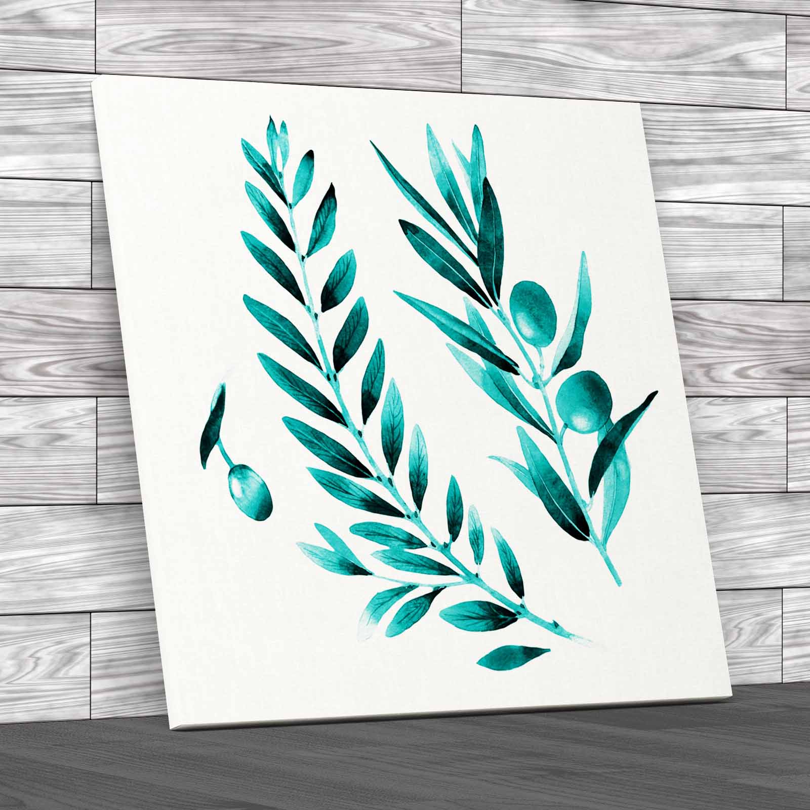 Watercolor Olive Tree Branches For Pattern Canvas Print Large Picture Wall Art