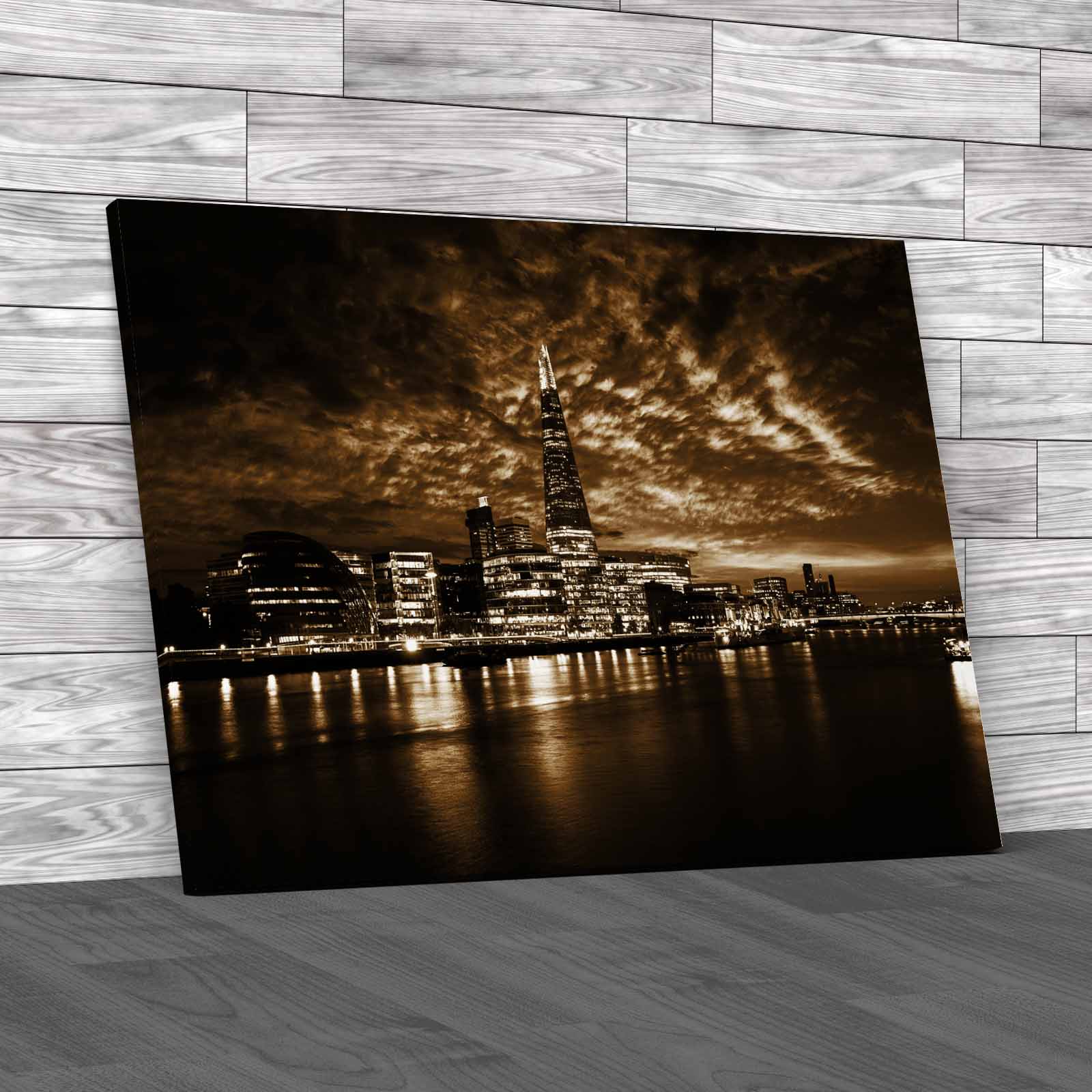 London Skyline Sunset City Hall Shard On Thames Canvas Print Large Picture Wall