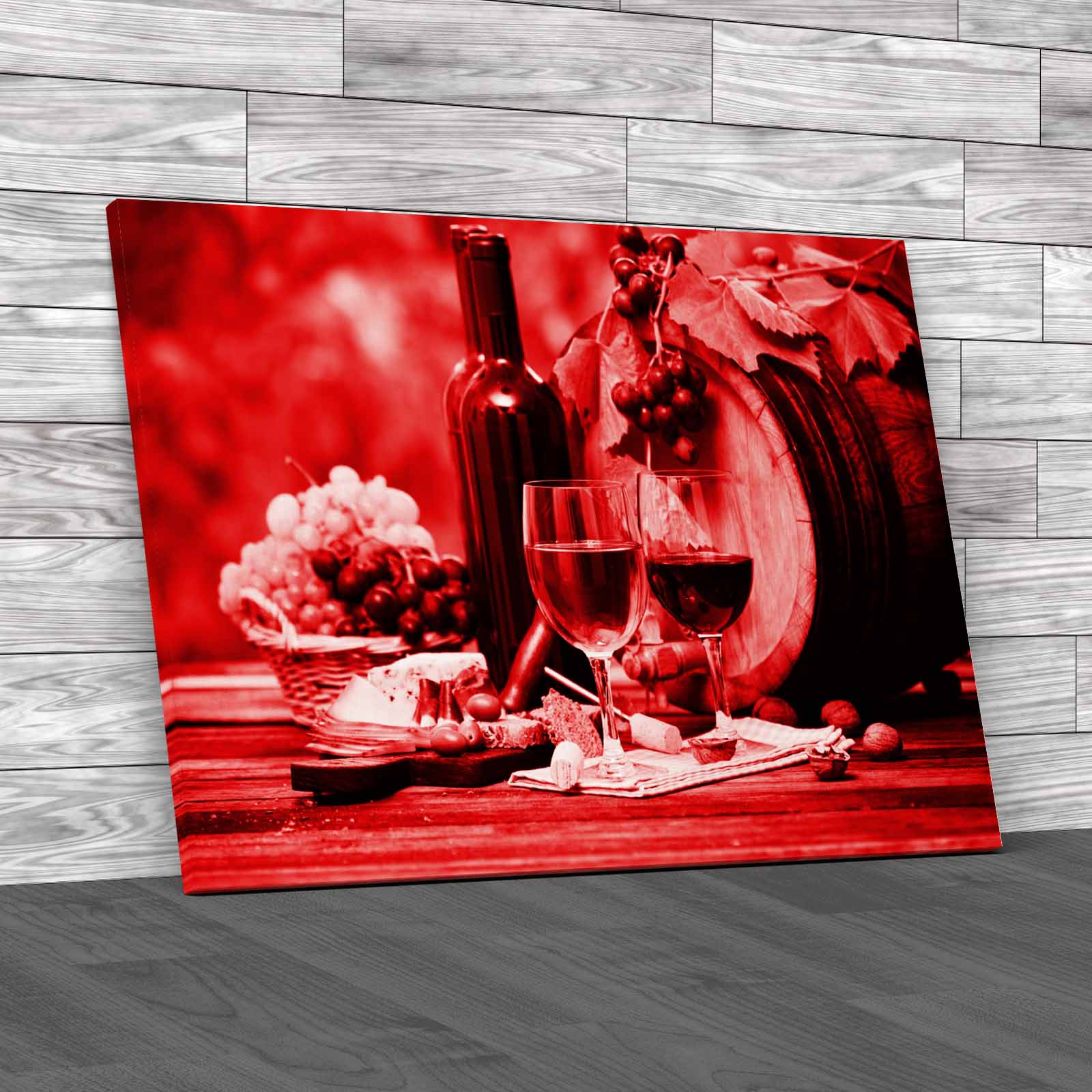 Glasses Grapes Delicious Wine And Cheese Canvas Print Large Picture Wall Art