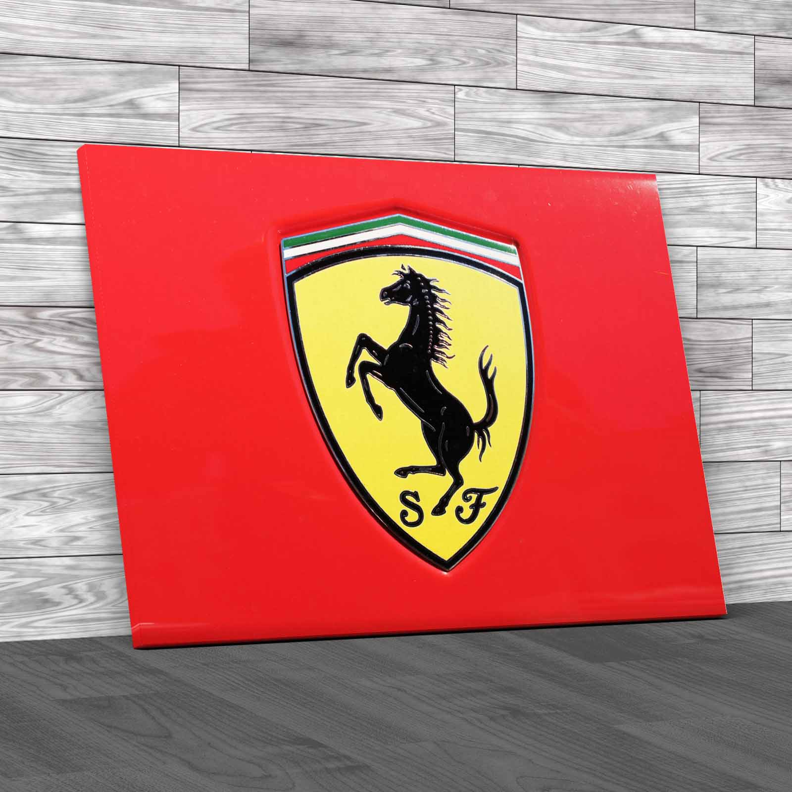 Ferrari Car Logo Classic Emblem On Car Body Canvas Print Large Picture Wall Art - Picture 2 of 12
