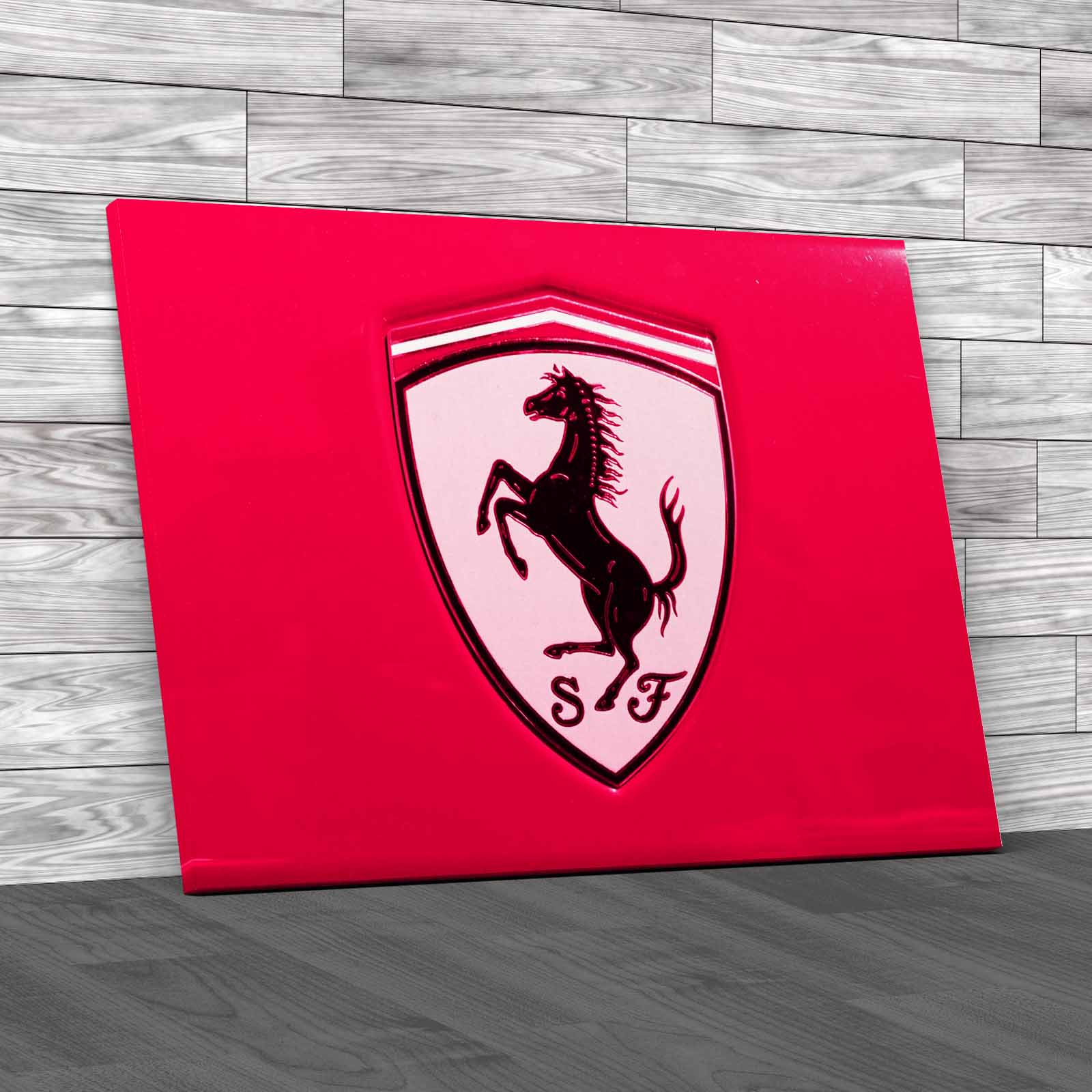 Ferrari Car Logo Classic Emblem On Car Body Canvas Print Large Picture Wall Art - Picture 9 of 12