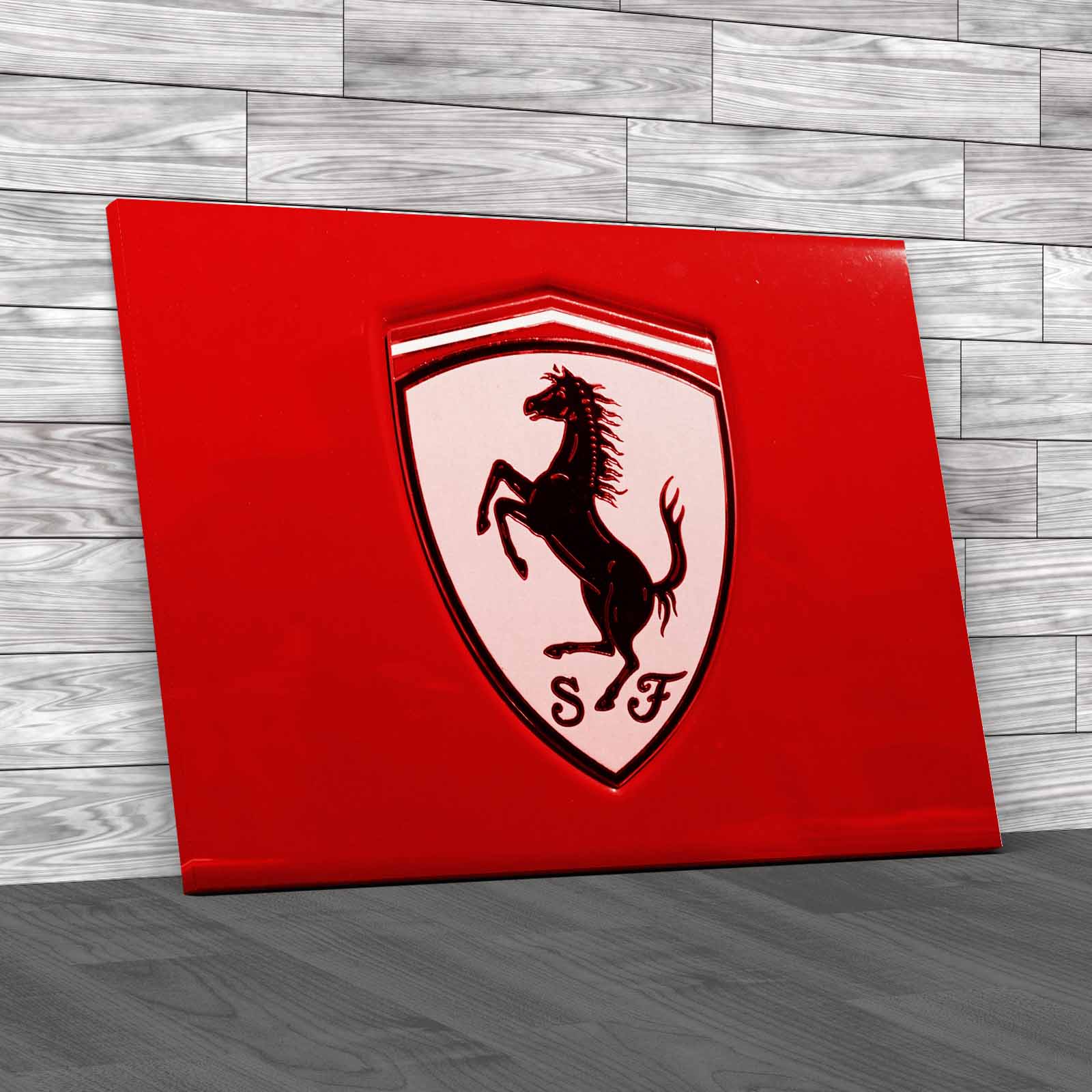 Ferrari Car Logo Classic Emblem On Car Body Canvas Print Large Picture Wall Art - Picture 4 of 12