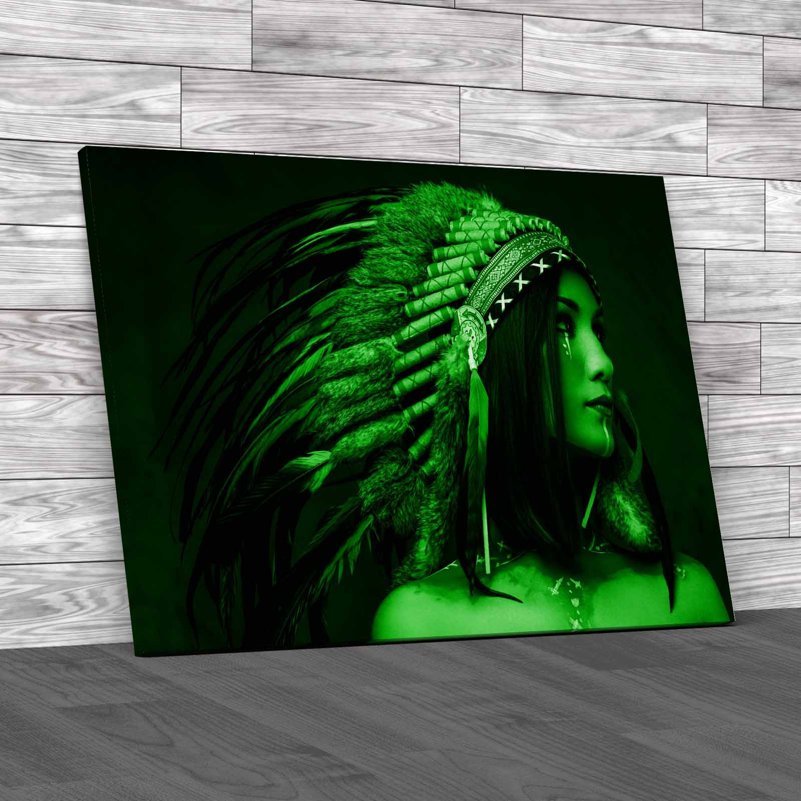Closeup Portrait Of Shamanic Female With Indian Canvas Print Large Picture Wall - Picture 7 of 12